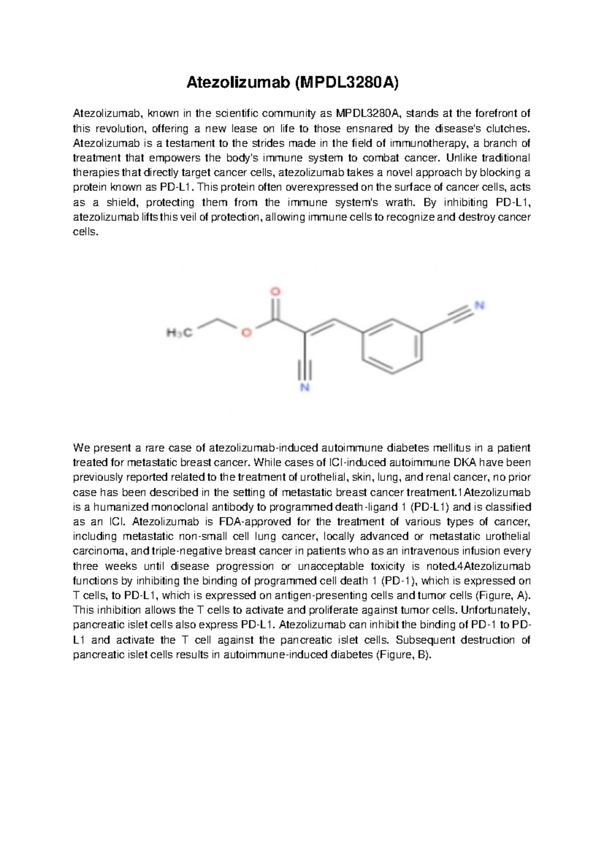 Atezolizumab - It's biotech related essay - Atezolizumab (MPDL3280A ...