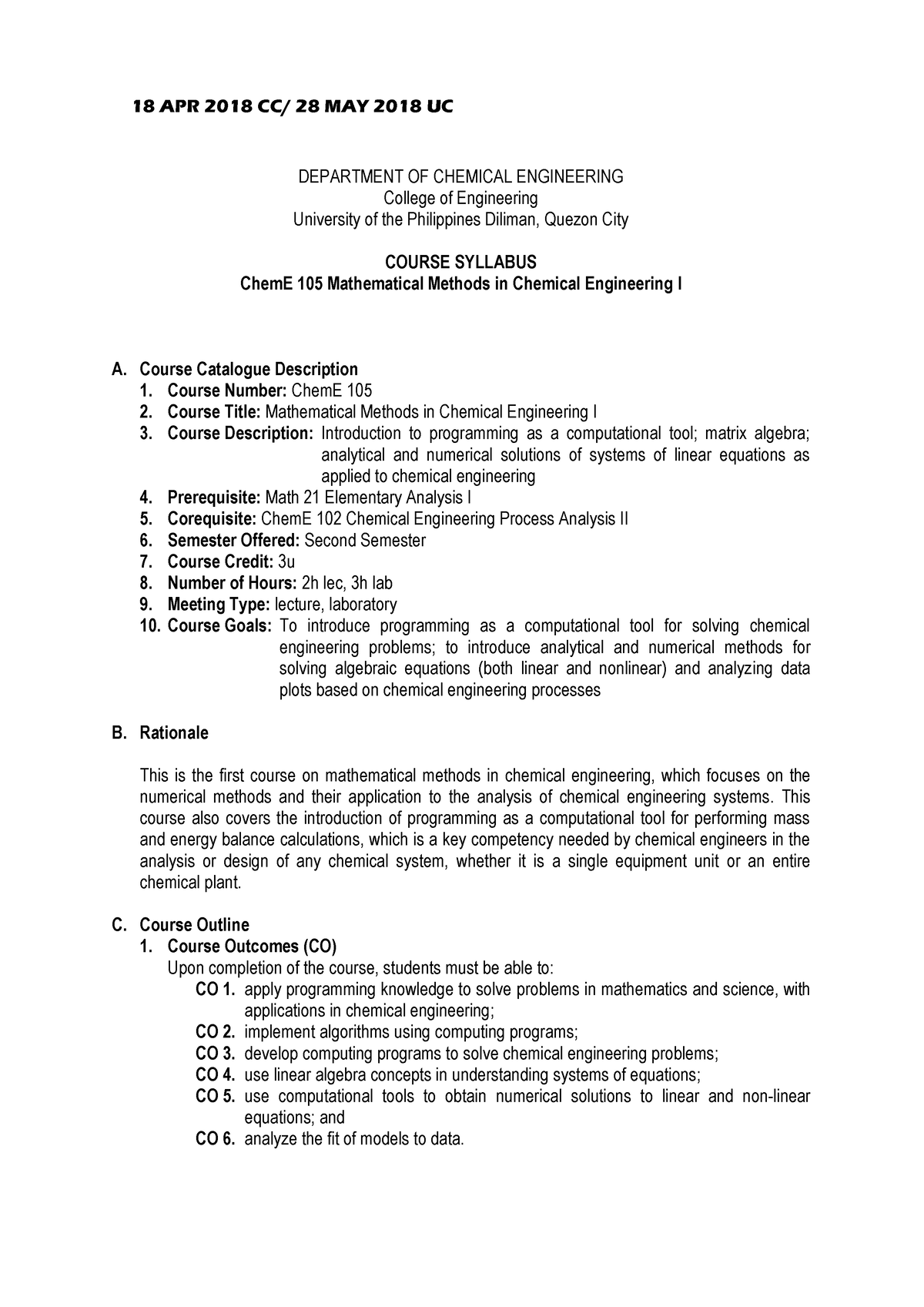 Chem E-105 - asdjkcsdnfjksdnfj - DEPARTMENT OF CHEMICAL ENGINEERING ...