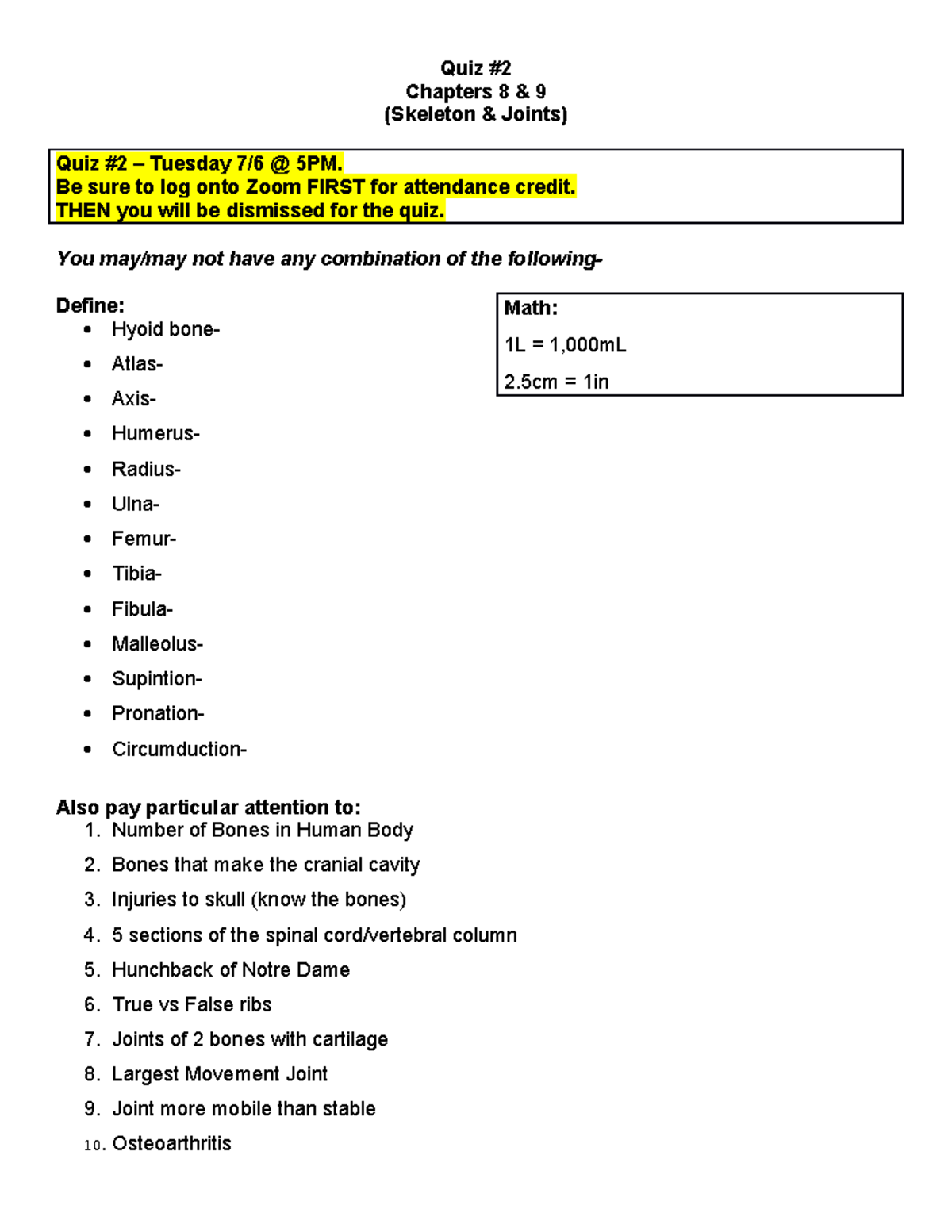 Quiz #2 Study Guide - Maternity - Quiz # Chapters 8 & 9 (Skeleton ...