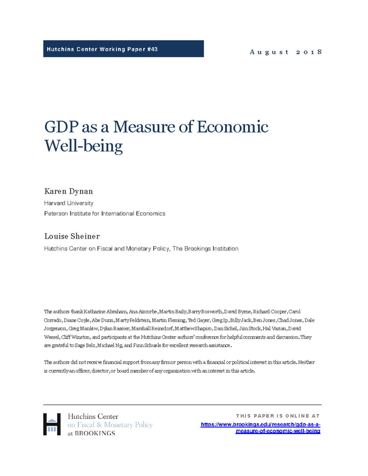 Article - GDP as a Measure of Economic Welfare - A u g u s t 2 0 1 8 H ...