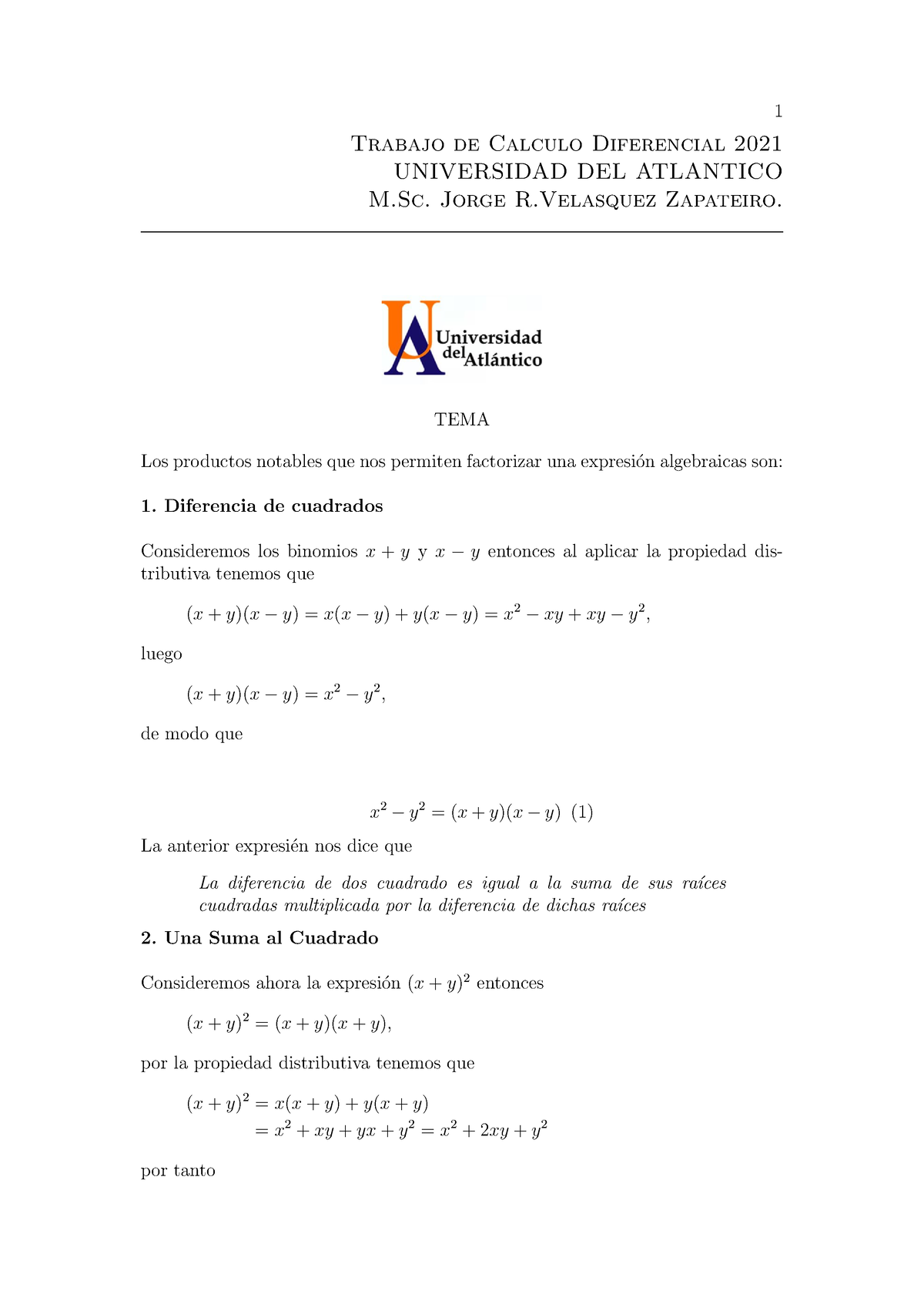 Primer Trabajo Calculo 1 2021 - Trabajo De Calculo Diferencial 2021 ...