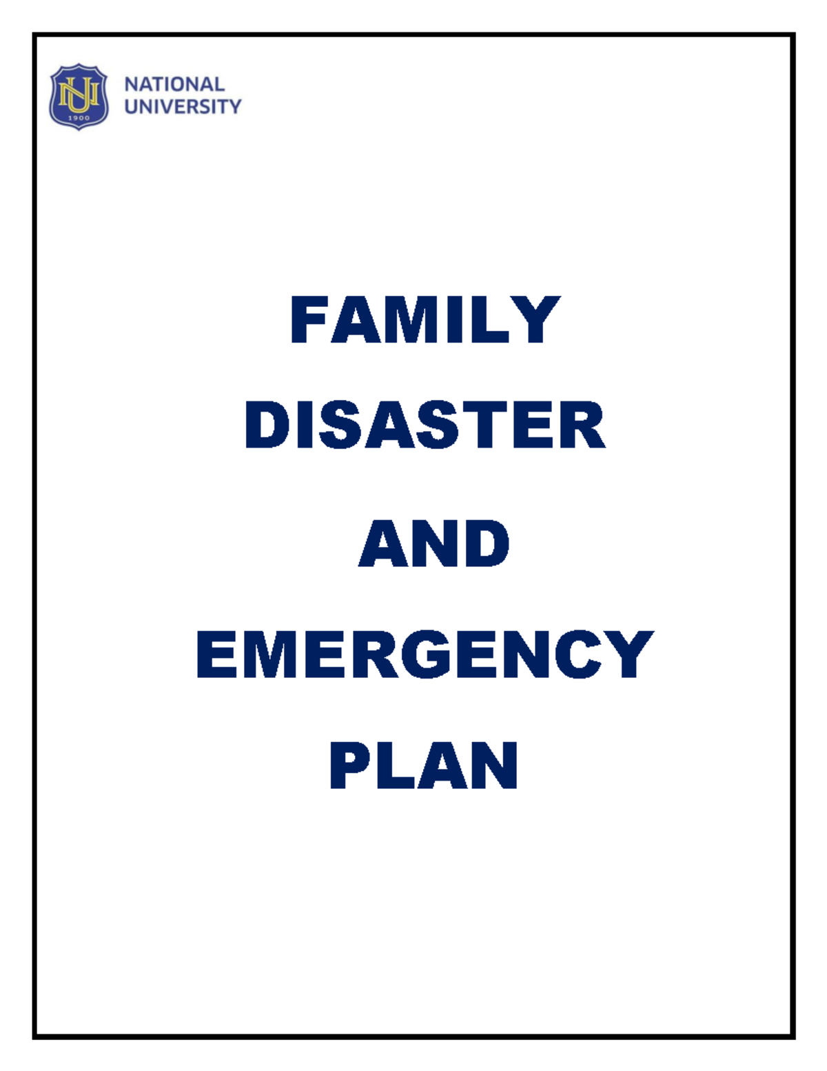 Fdep And Go Bag (Adopted Family) FAMILY DISASTER AND EMERGENCY PLAN