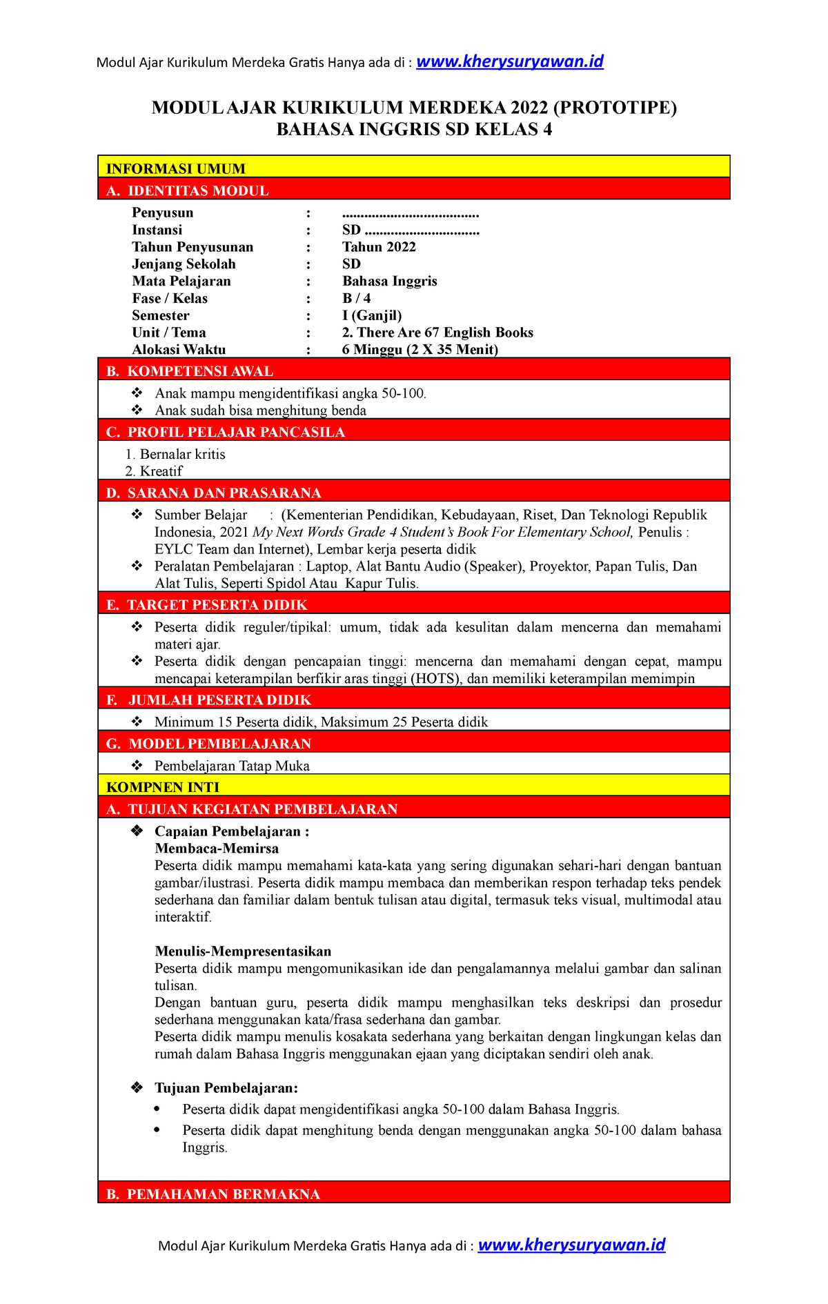 2. Modul Ajar B. Inggris Unit 2 Kelas 4 - Www - MODUL AJAR KURIKULUM ...