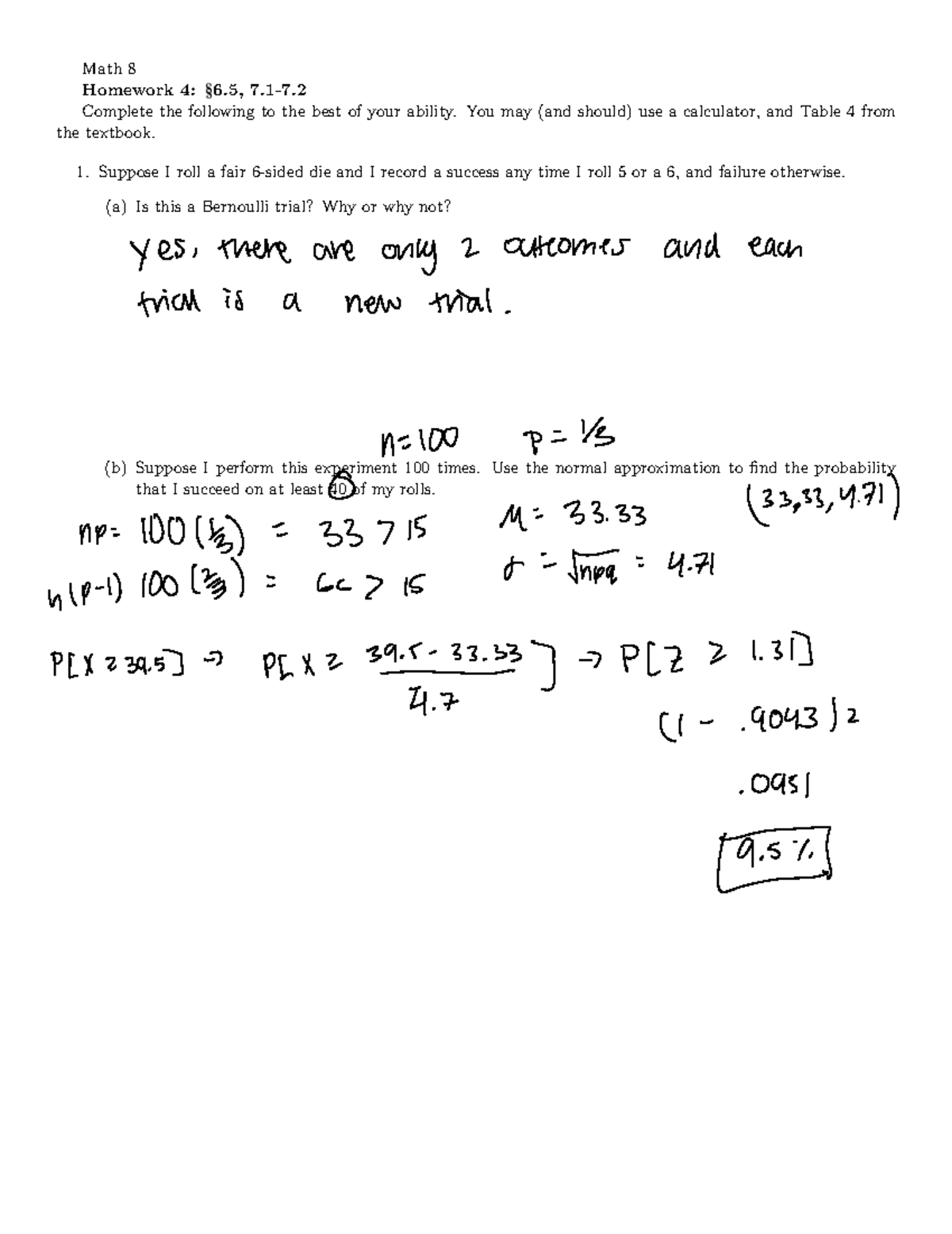 Hw4 - Homework Week 4 - Math 8 Homework 4: 6, 7-7. Complete The ...