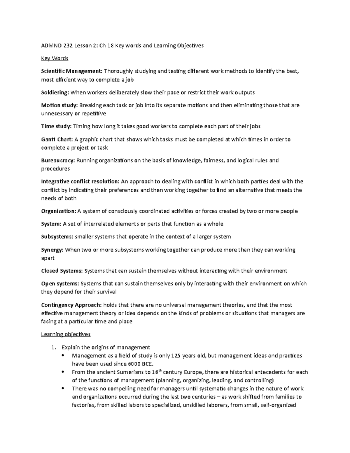 Admnd 232 Lesson 2 notes - ADMND 232 Lesson 2: Ch 18 Key words and ...