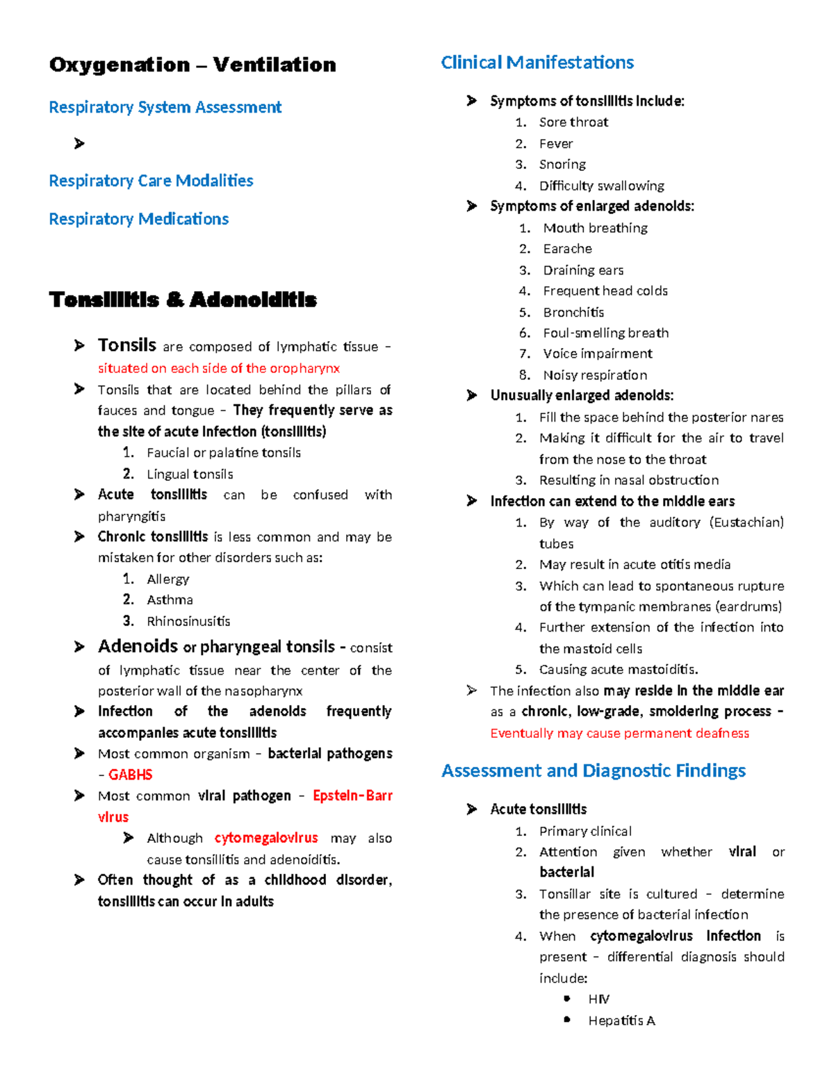 Oxygenation-Ventilation - Oxygenation – Ventilation Respiratory System ...