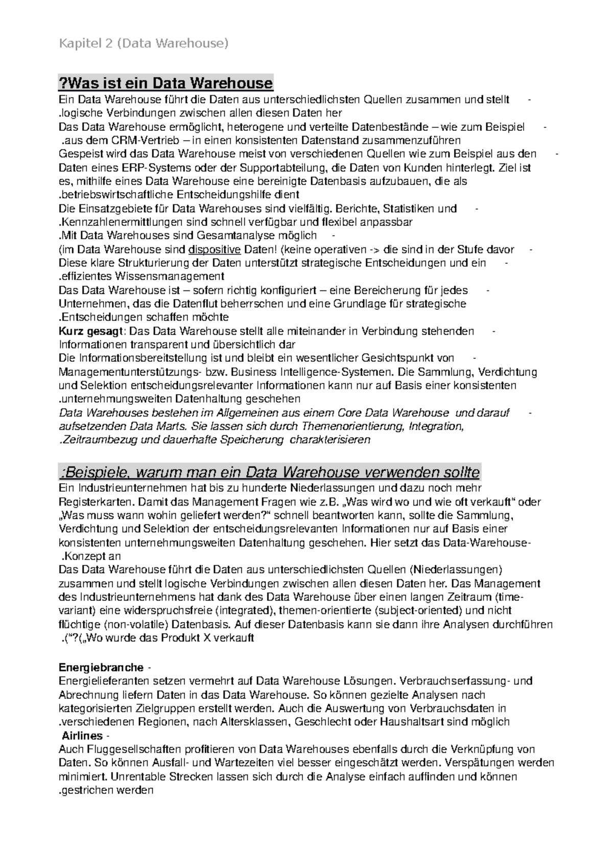 Data warehouse case study example picture