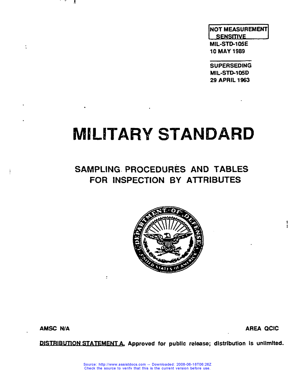 MIL-STD-105E - Hojas Industrial - NOT MEASUREMENT MVF MIL-STO-1D5E 10 ...