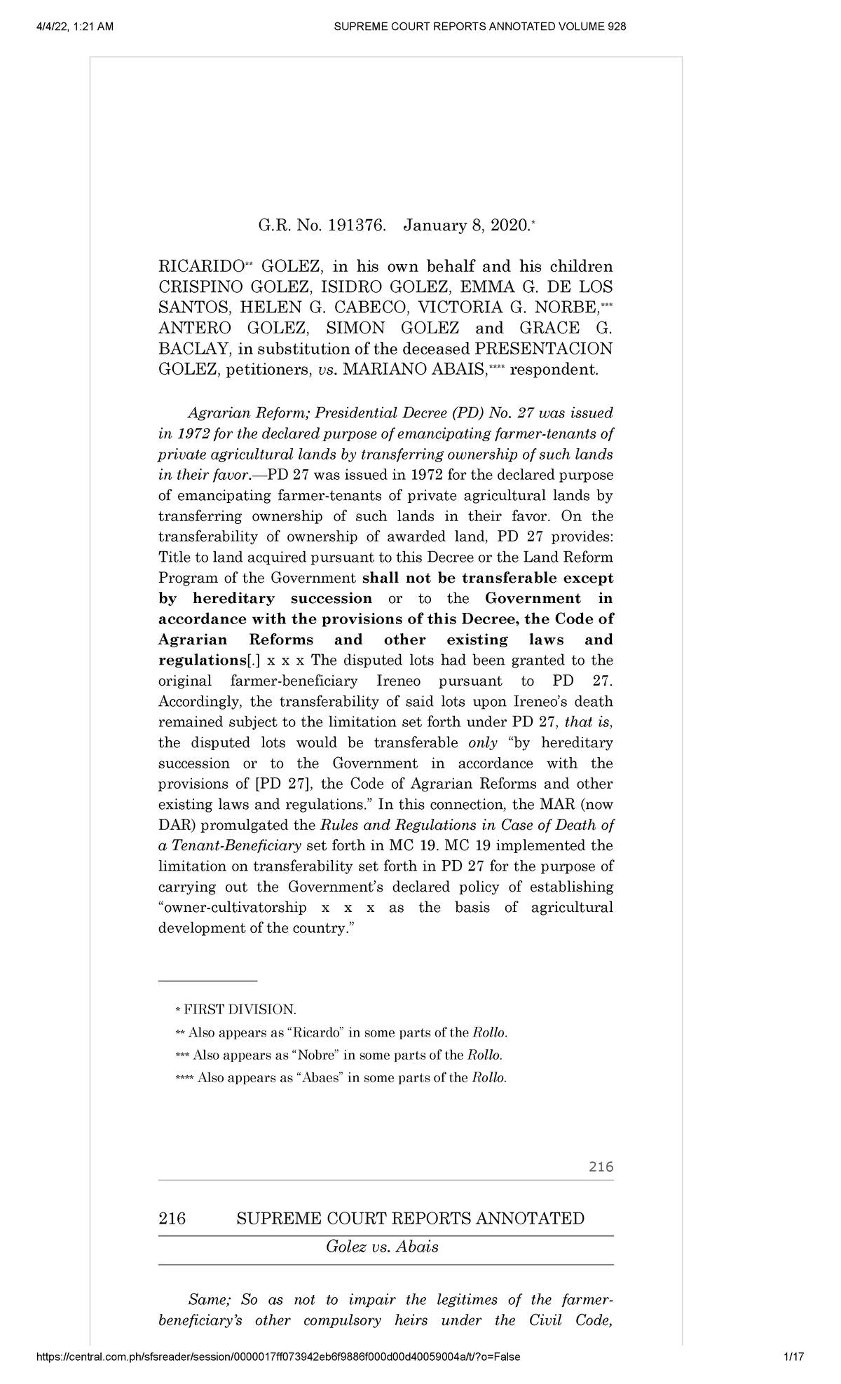 Golez Case Decided by Justice Caguioa - G. No. 191376. January 8, 2020 ...