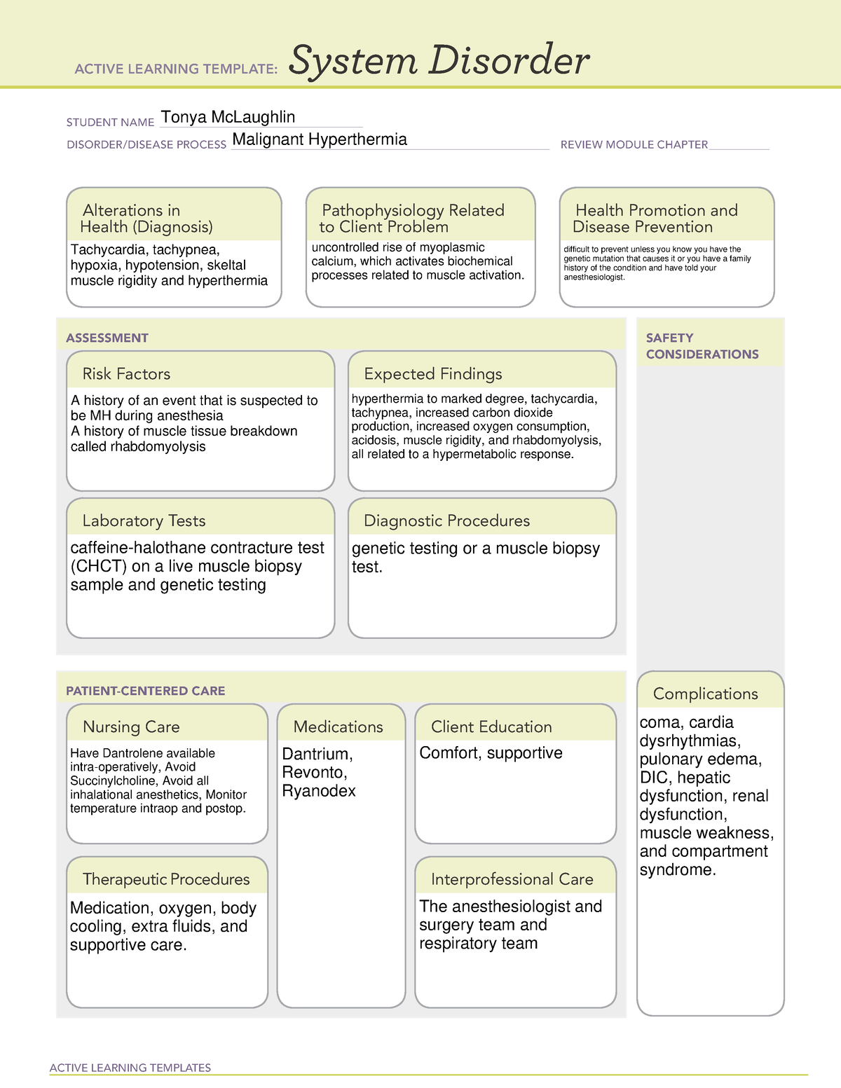 hyperthermia ati - ACTIVE LEARNING TEMPLATES System Disorder STUDENT ...