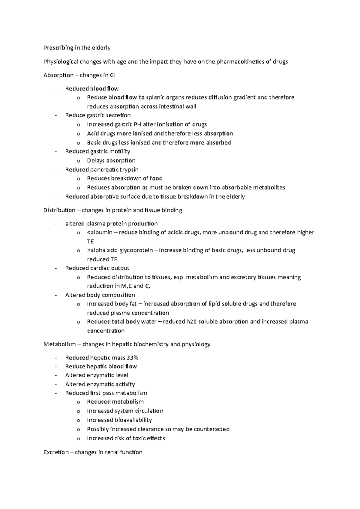 Prescribing in the elderly - Prescribing in the elderly Physiological ...