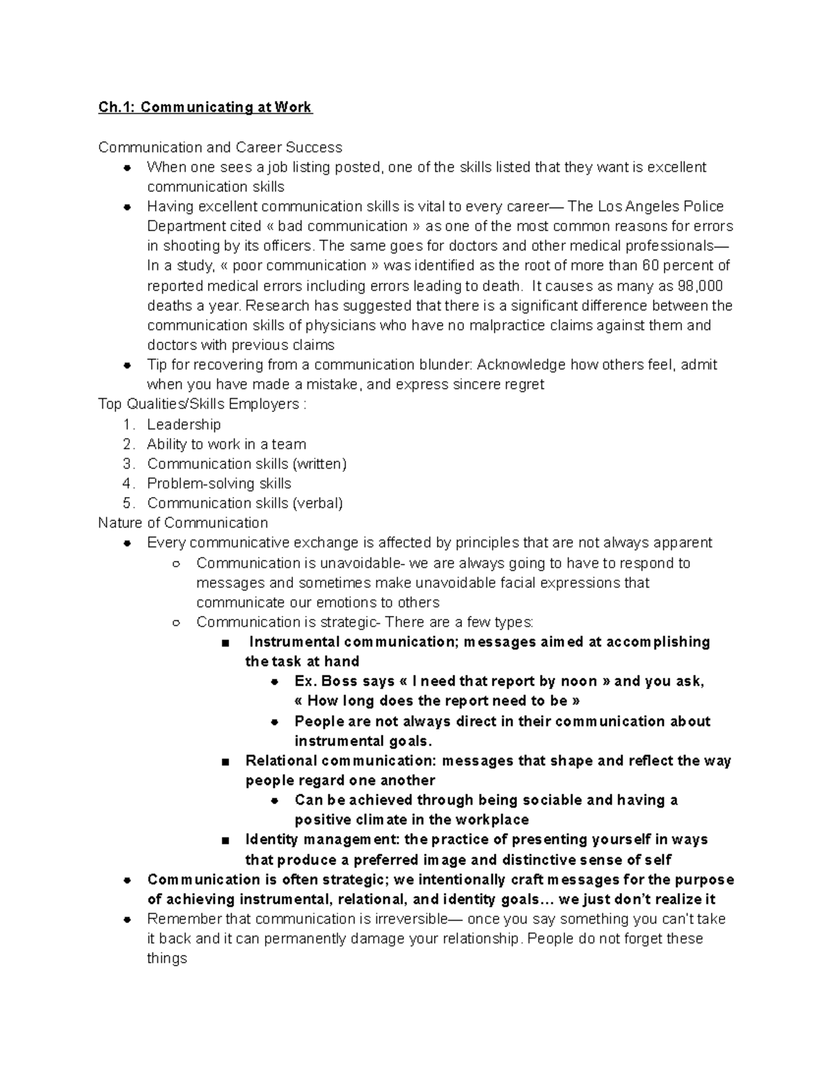 Communicating at Work: Chapter 1 - Ch: Communicating at Work ...