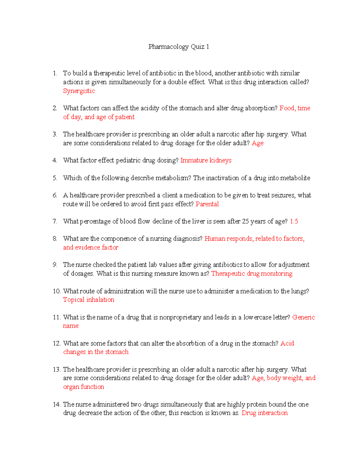 Pharmacology 1 - Lesson - Pharmacology Quiz 1 To Build A Therapeutic ...