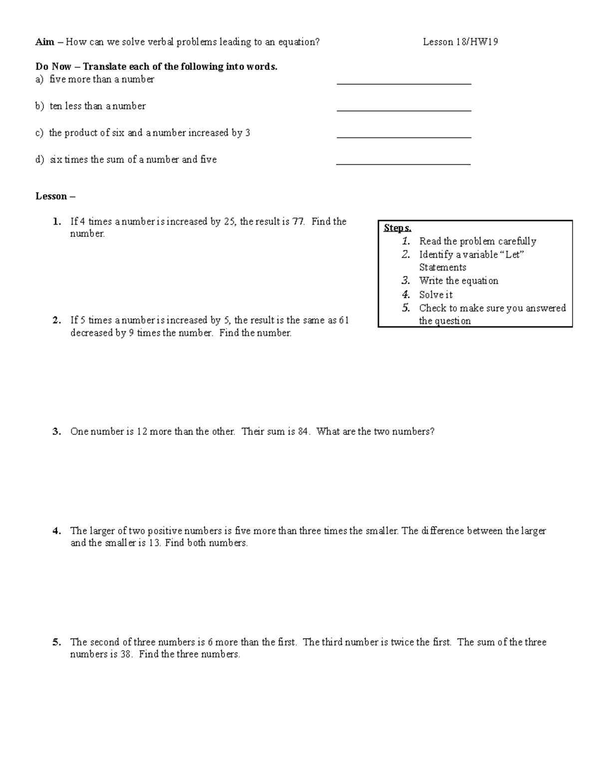 19 Word Problems Day 1 - Helpful for math and helps practice for tests ...