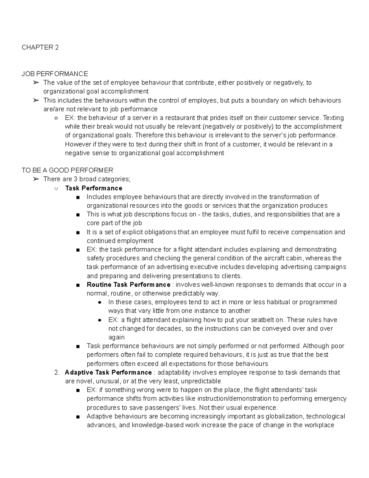 MOS LEC 2 - CH 2 & 3-4 - . .. - CHAPTER 2 JOB PERFORMANCE The value of ...