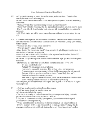 Unit 2 Notes - Unit 2 Notes The Texas Court System, from highest court ...