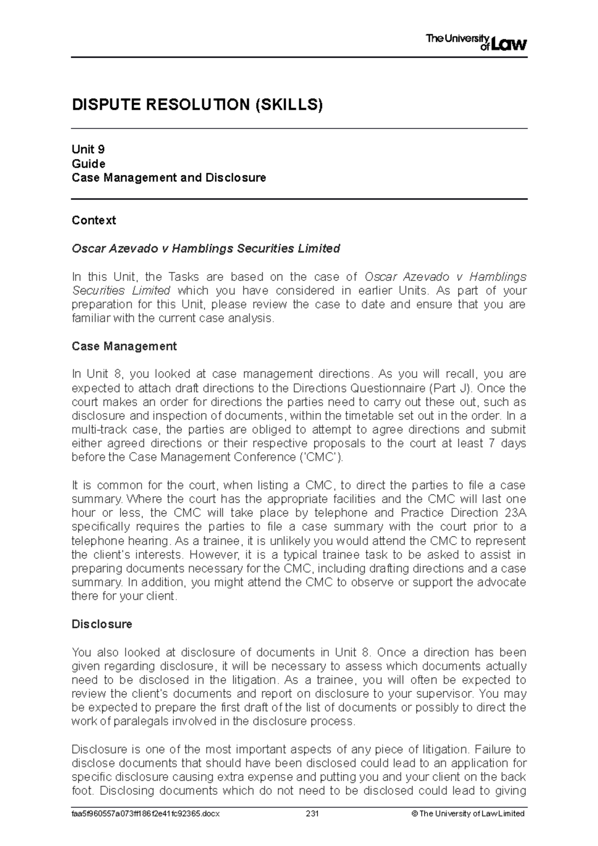 2223 dis ws09 ce01 guide - DISPUTE RESOLUTION (SKILLS) Unit 9 Guide ...