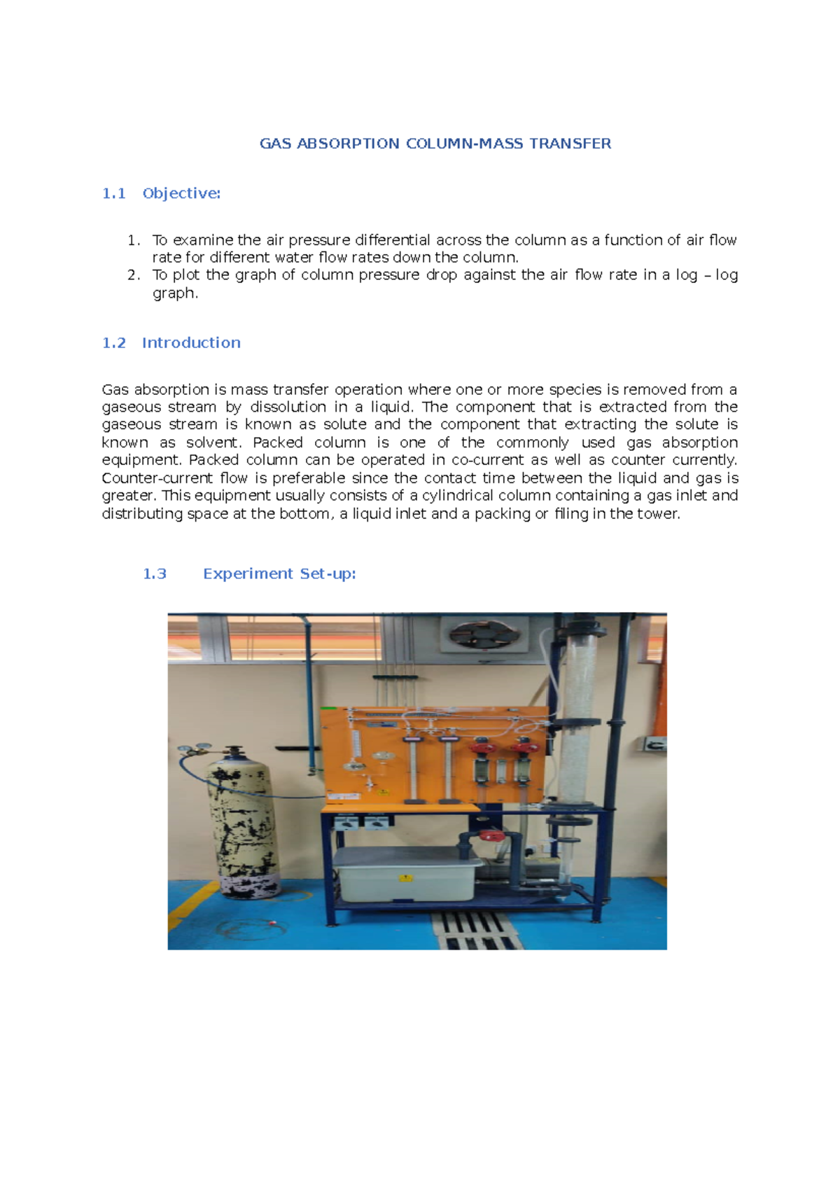 gas absorption experiment