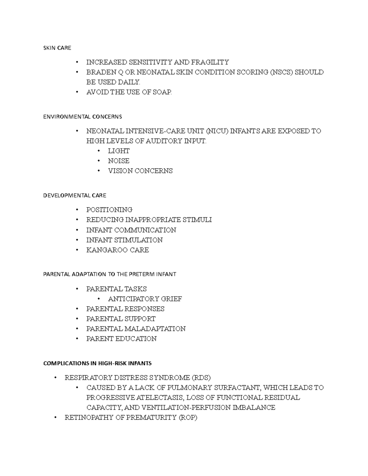 NB comp 3 - Dr. Edwards in class notes- OB - SKIN CARE • INCREASED ...
