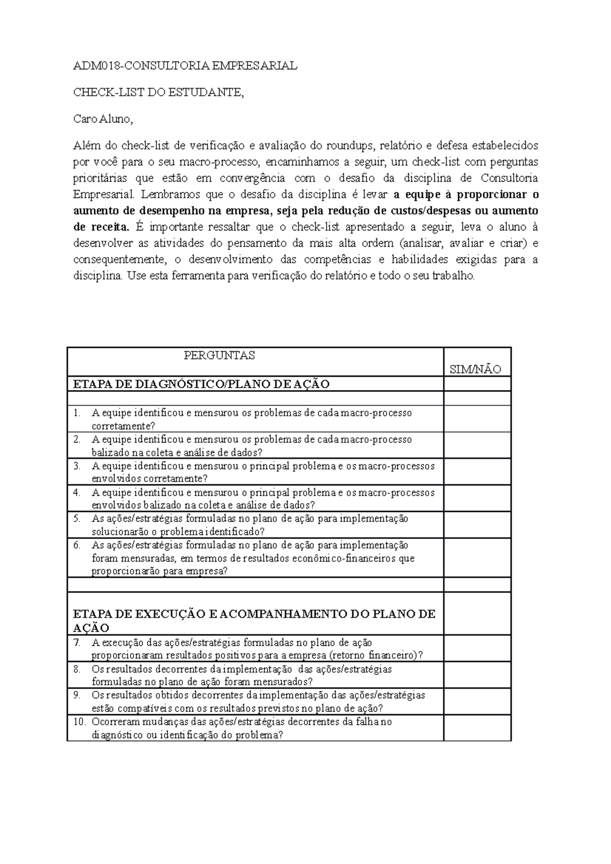 ADM018- Check LIST DO Estudante - ADM018-CONSULTORIA EMPRESARIAL CHECK ...