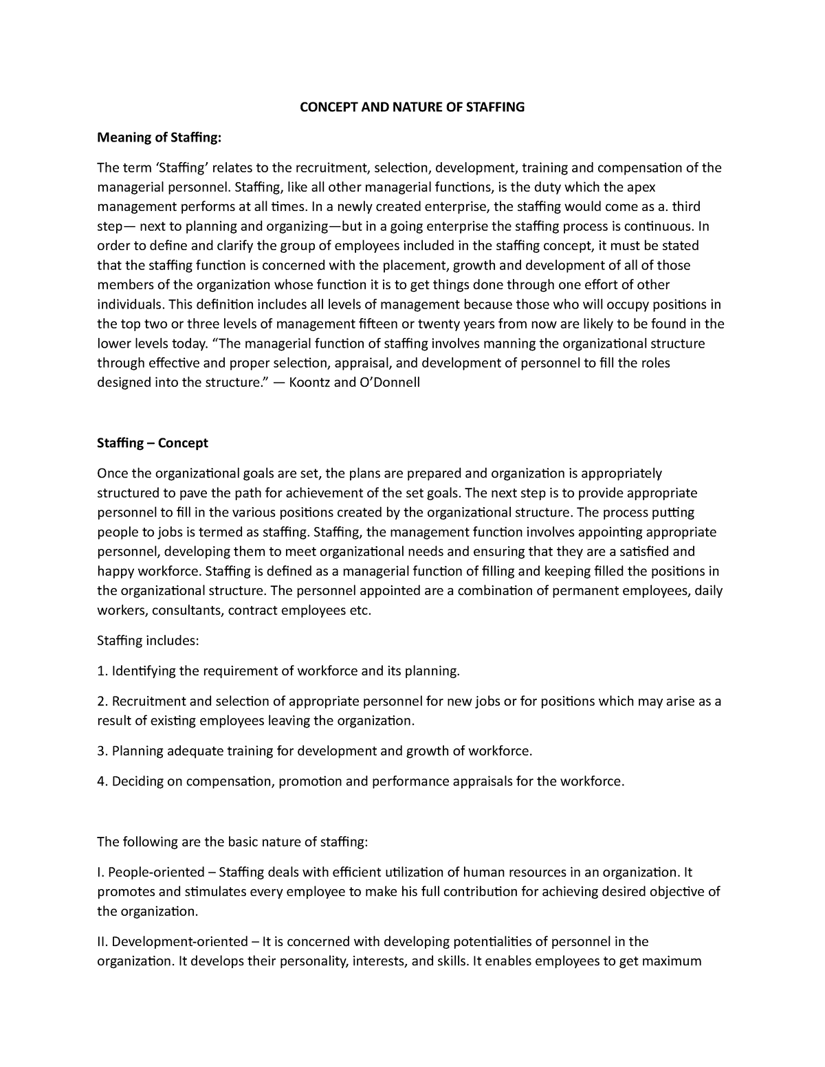 Concept AND Nature OF Staffing - CONCEPT AND NATURE OF STAFFING Meaning ...