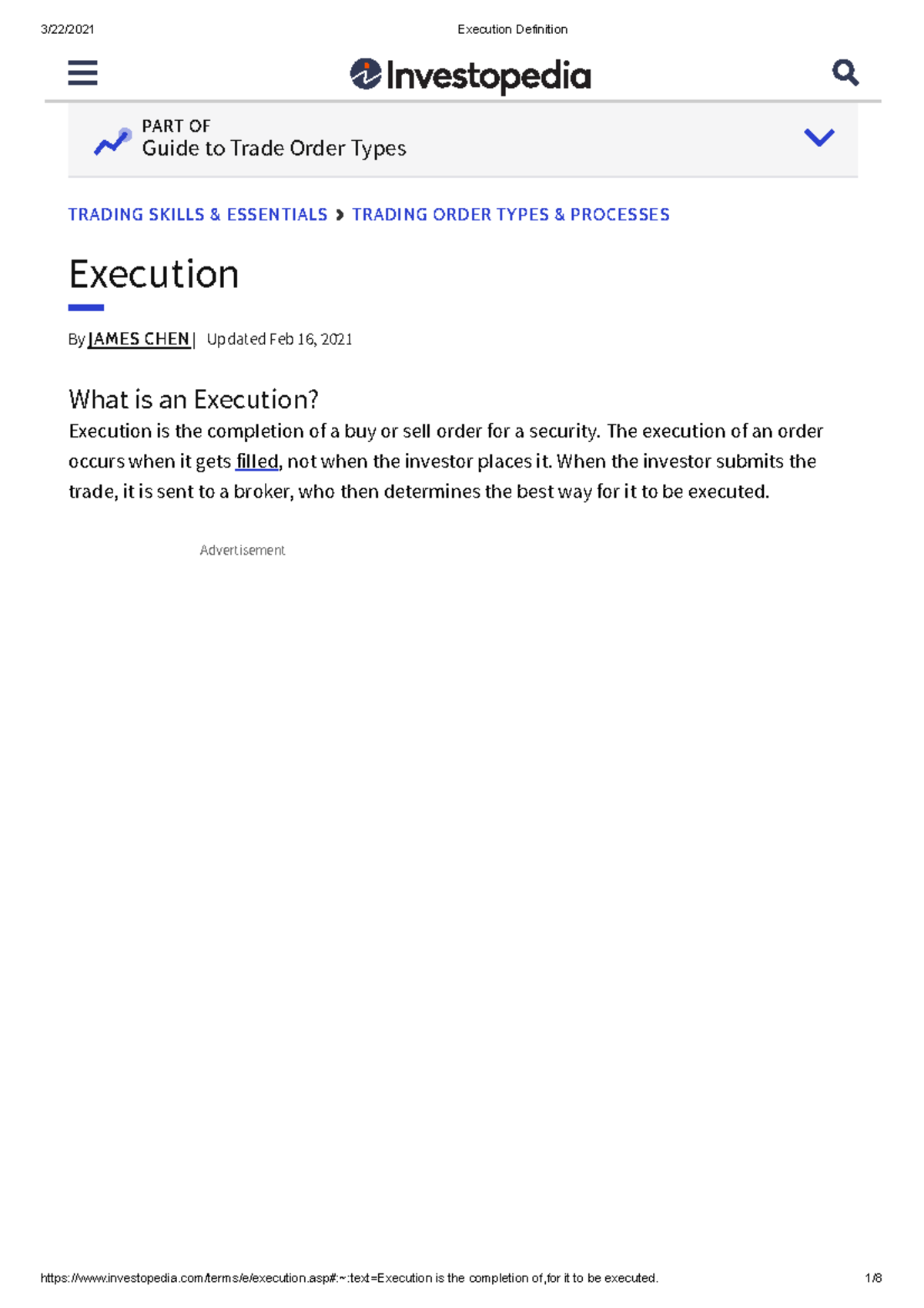 Execution Definition mbli TRADING SKILLS & ESSENTIALS TRADING ORDER