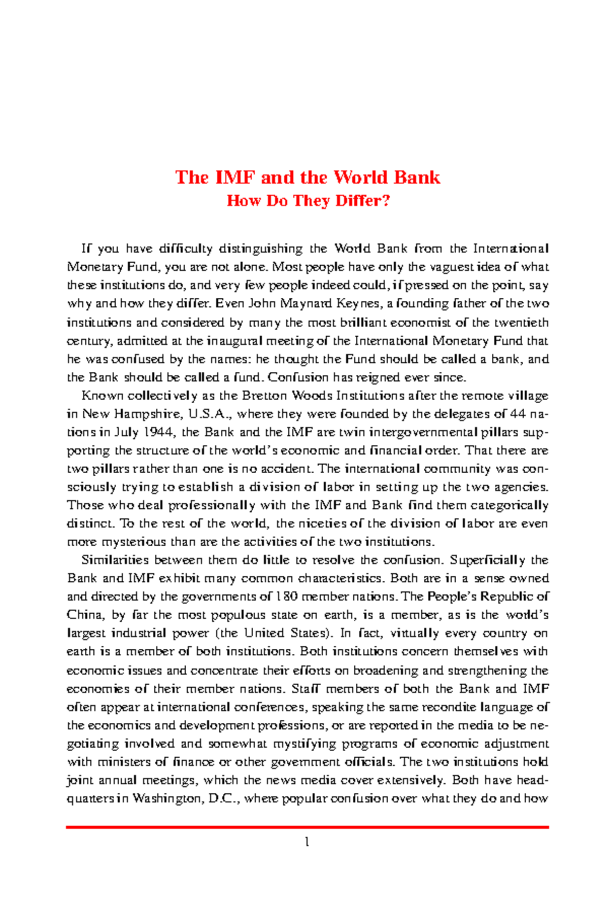 Differ - It's lecture📝 - The IMF and the World Bank How Do They Differ ...