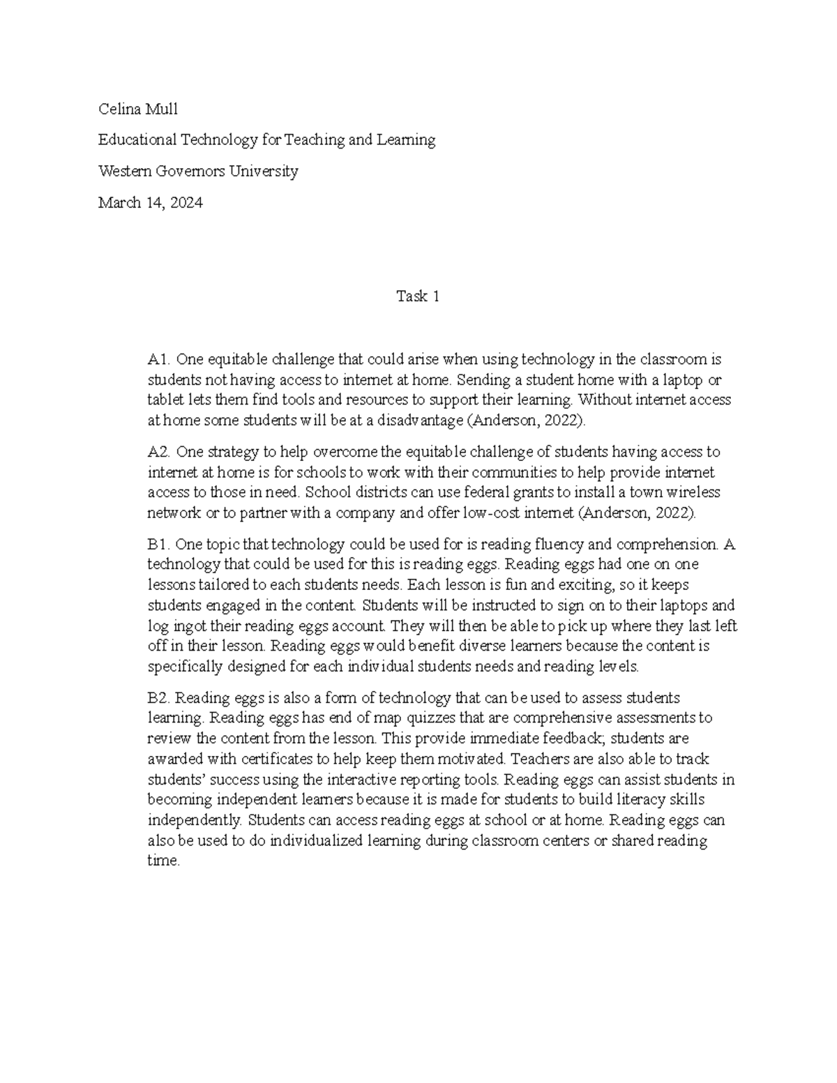 Educational technology task 1 - Celina Mull Educational Technology for ...