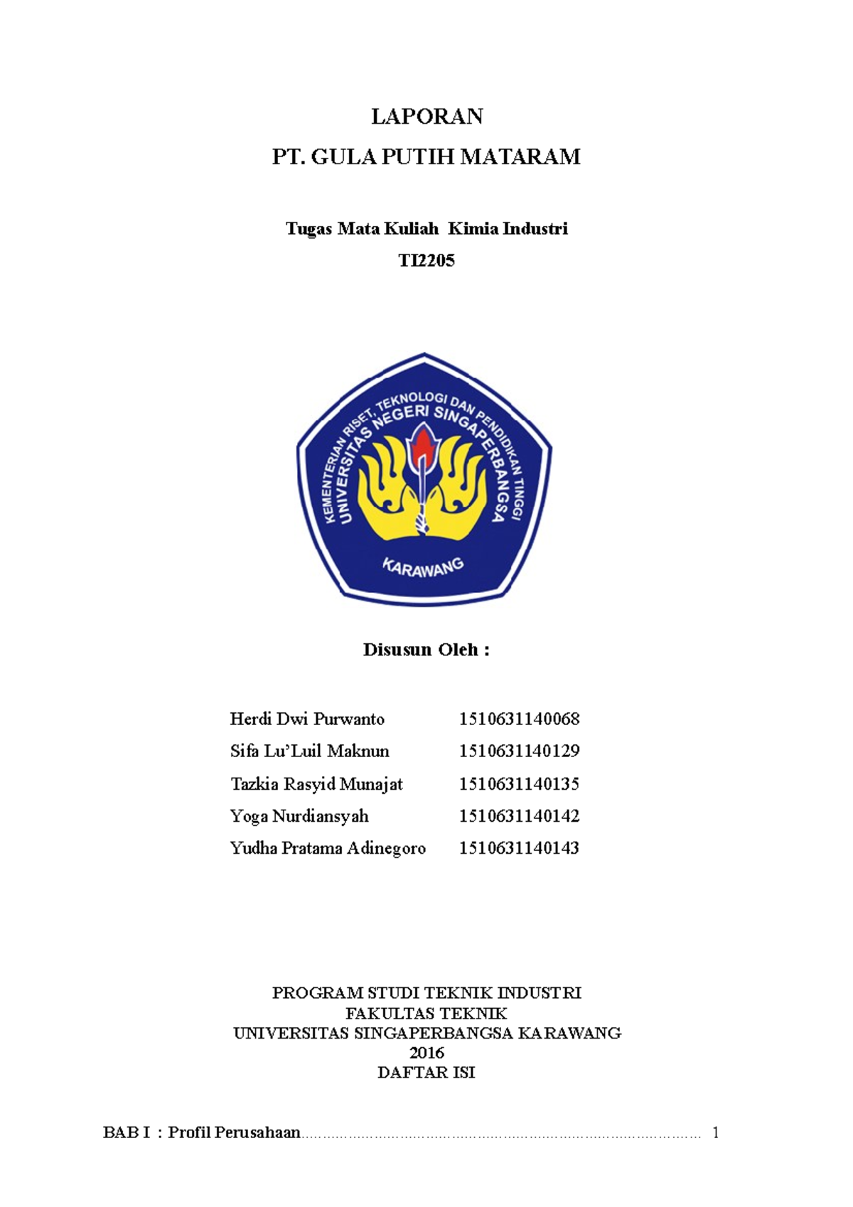 Gpm-revisi - Gpm-revisi - LAPORAN PT. GULA PUTIH MATARAM Tugas Mata ...