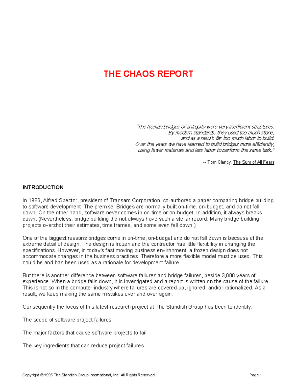 Chaos 1994 asd THE CHAOS REPORT "The Roman bridges of antiquity