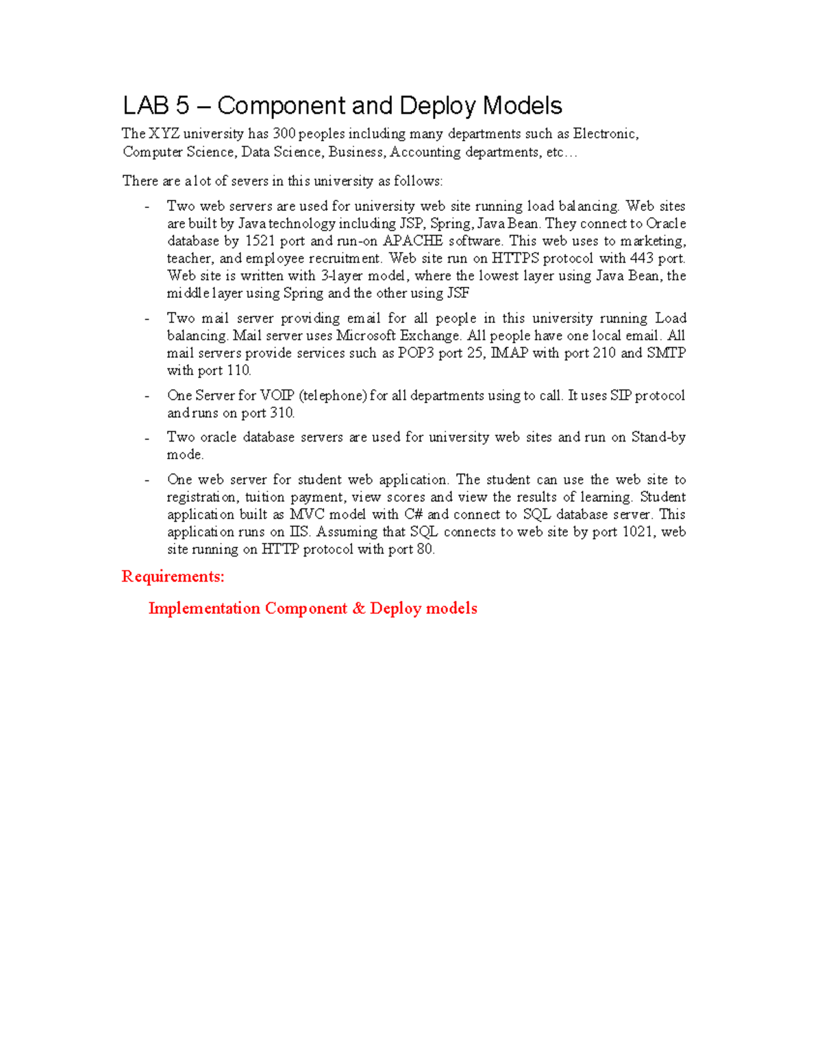 LAB 5 Component LAB 5 Component and Deploy Models The XYZ