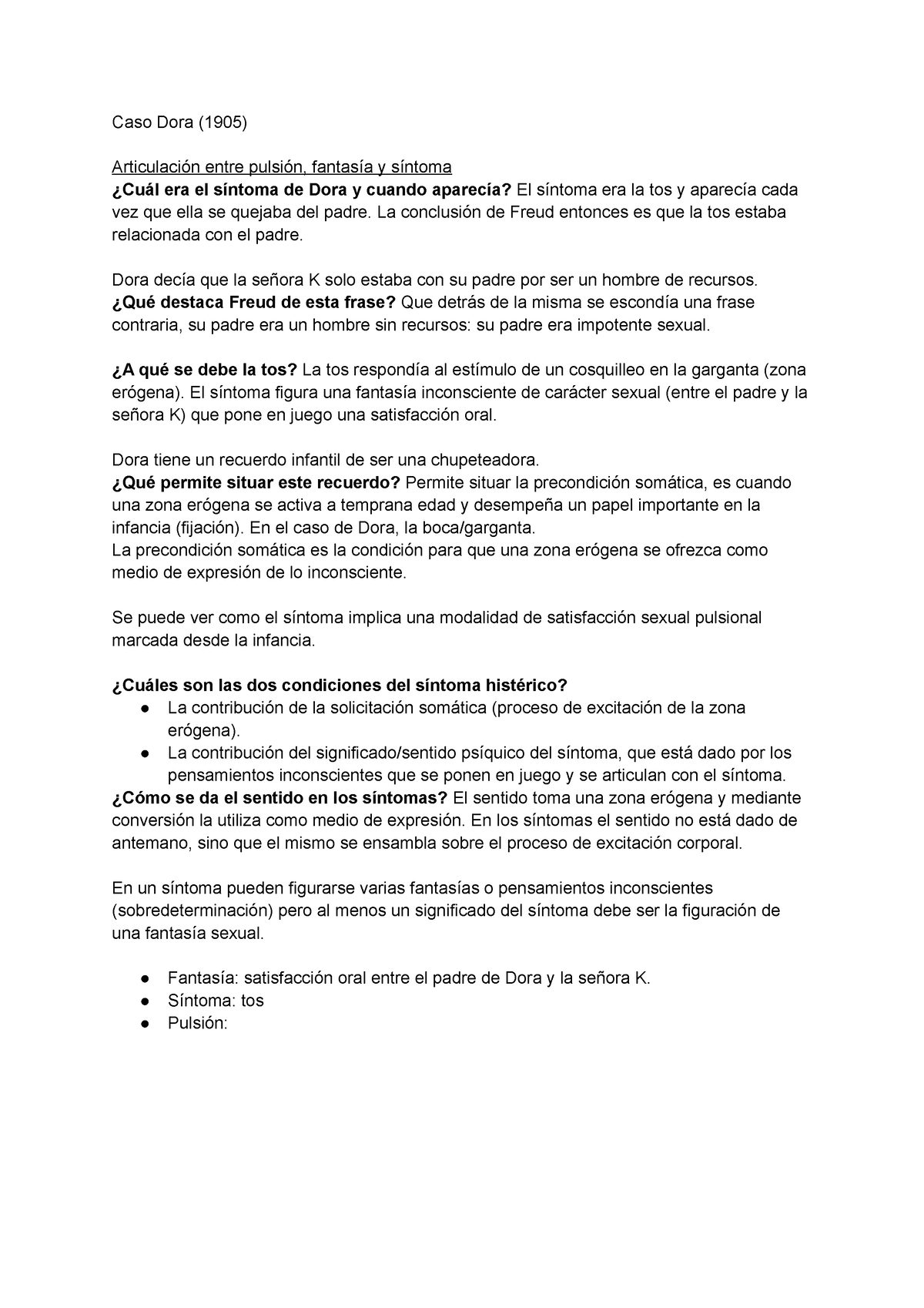 Caso Dora 1905 Caso Dora Segundo Parcial 2023 Fragmento Da