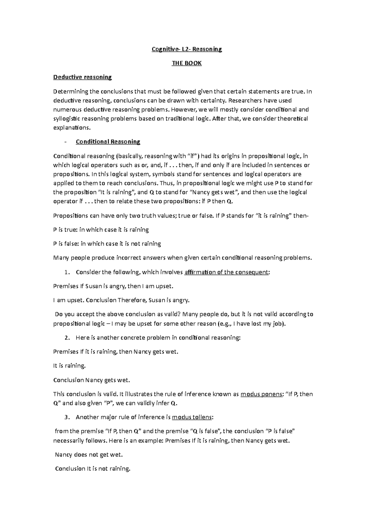L2-Reasoning - Lecture notes 2 - Cognitive- L2- Reasoning THE BOOK ...