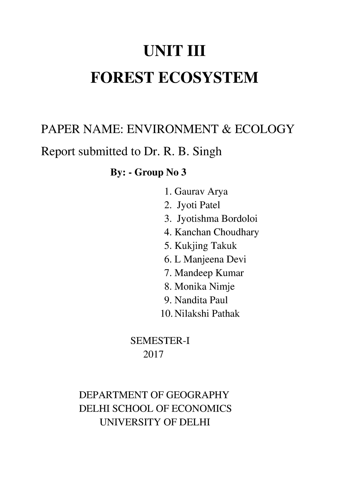 research paper on forest ecosystem