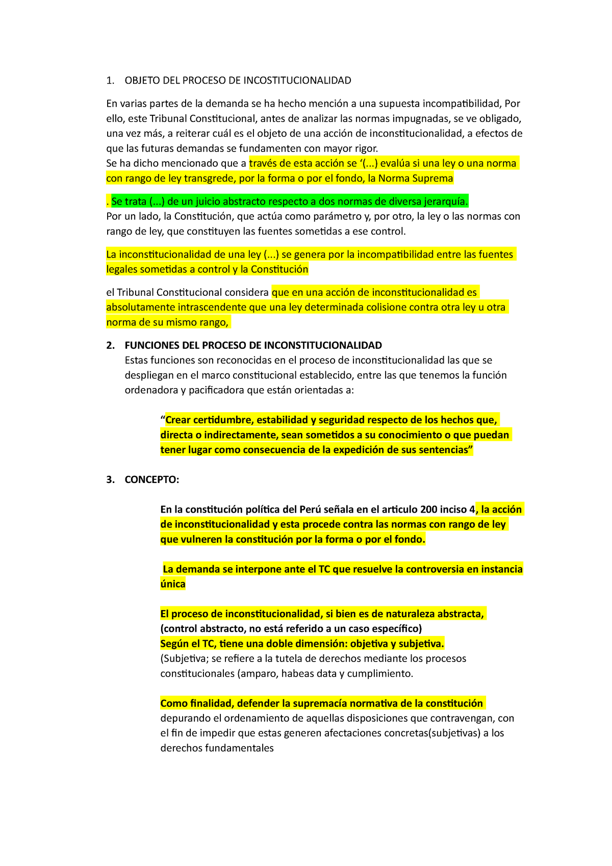 Proceso Inconstitucionalidad - 1. OBJETO DEL PROCESO DE ...