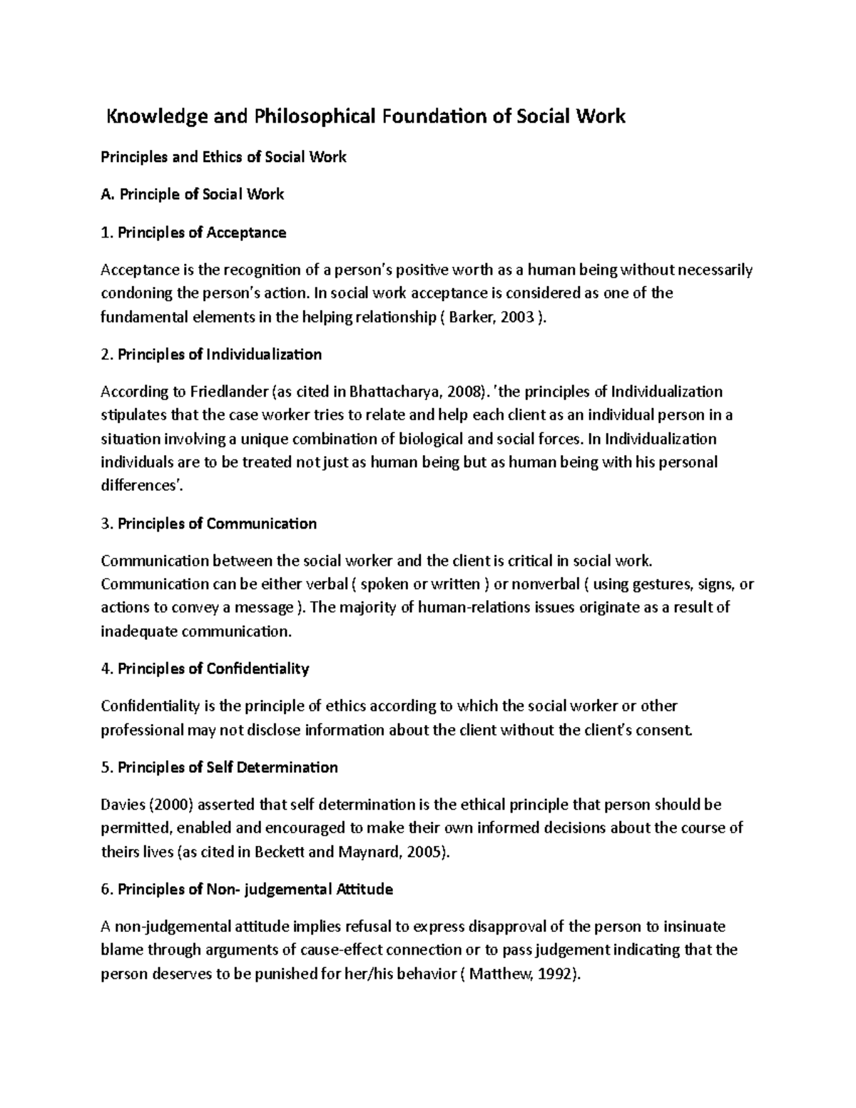 Principle OF Social WORK - Knowledge and Philosophical Foundation of ...