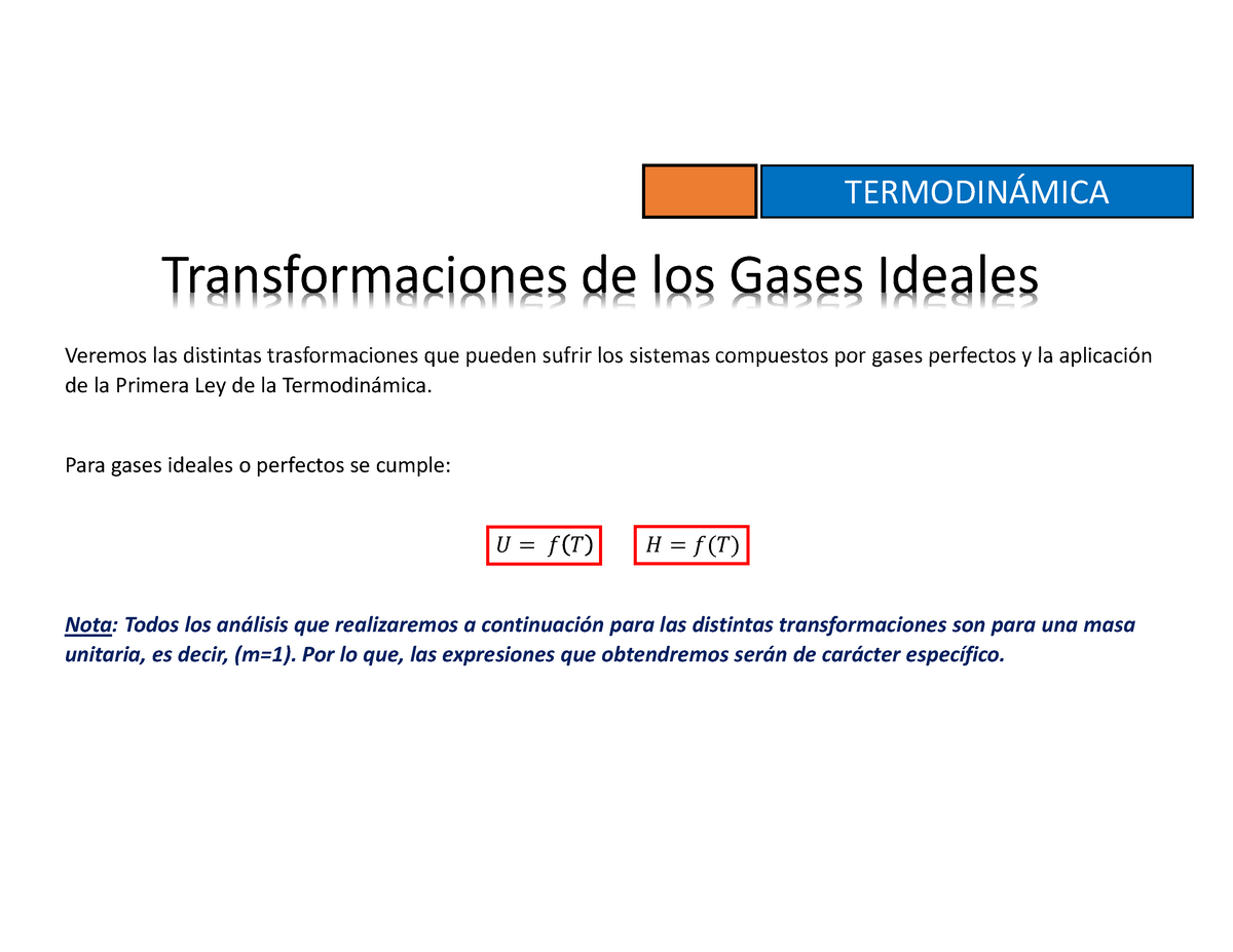 Unidad Transformaciones De Gases Ideales Diapositivas 1 TermodinÁmica Veremos Las Distintas 3486