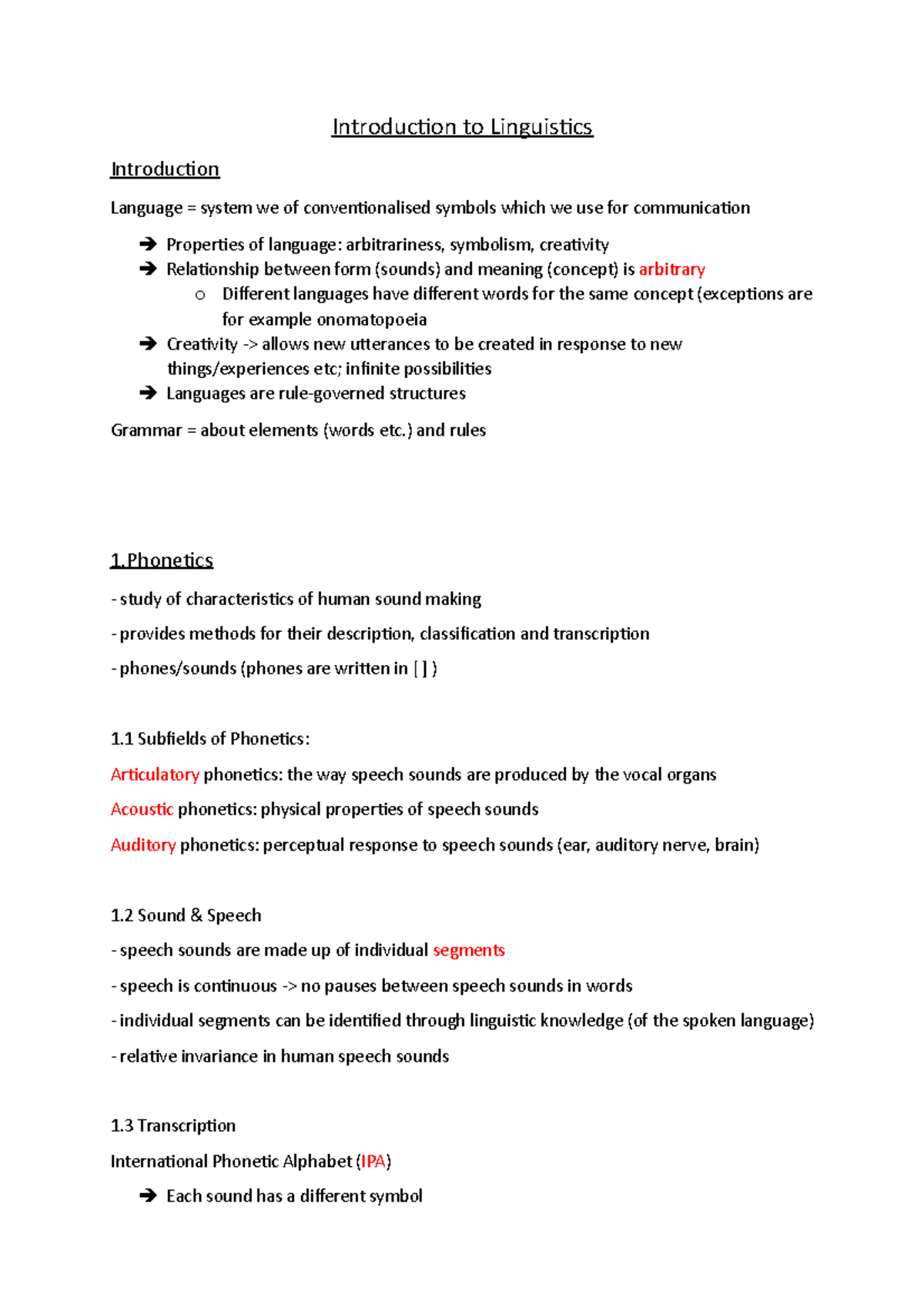 Introduction To Linguistics Summary Ws 19 20 Introduction To Introduction To Linguistics Summary Ws 19 20 Introduction To