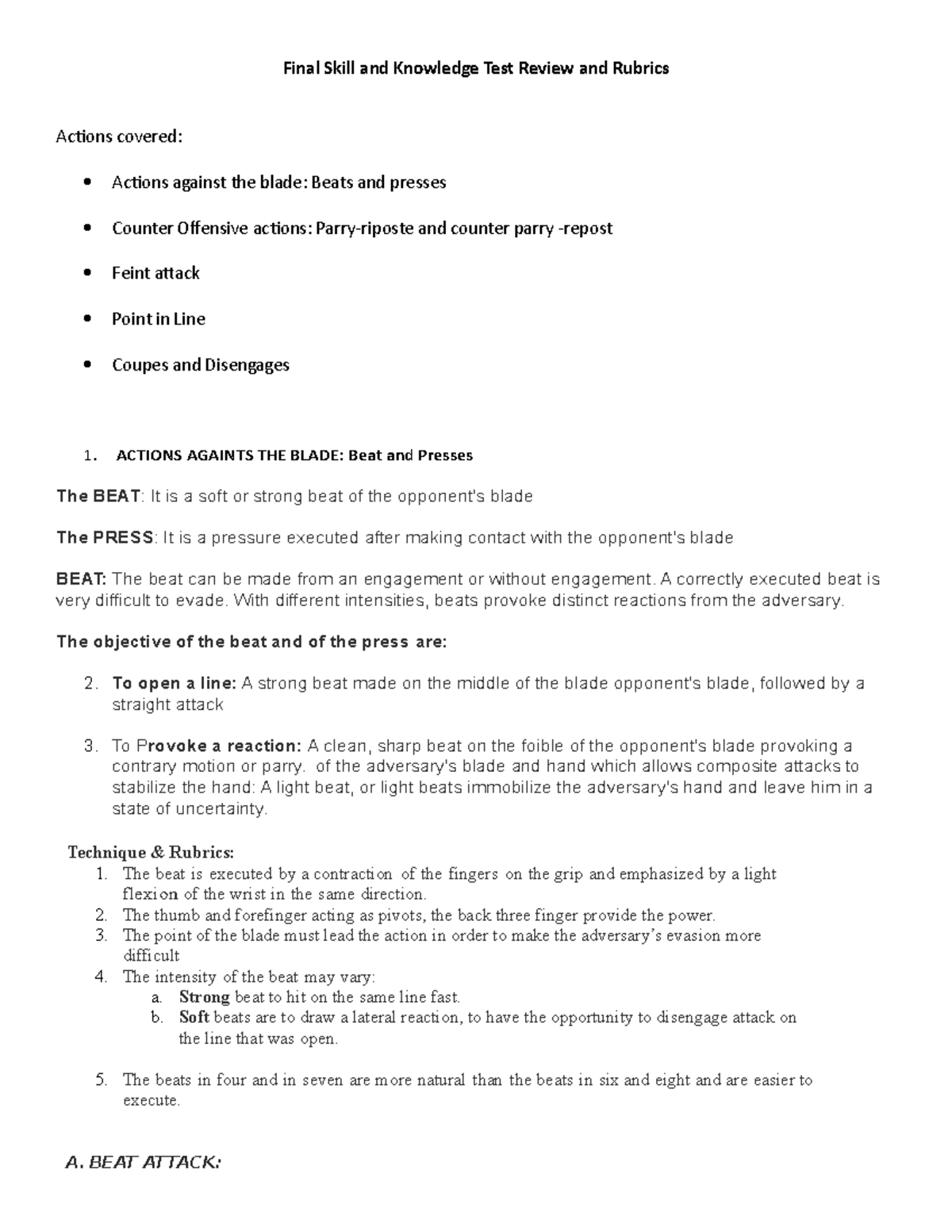 Final Skill Test Review and Rubrics - Final Skill and Knowledge Test ...