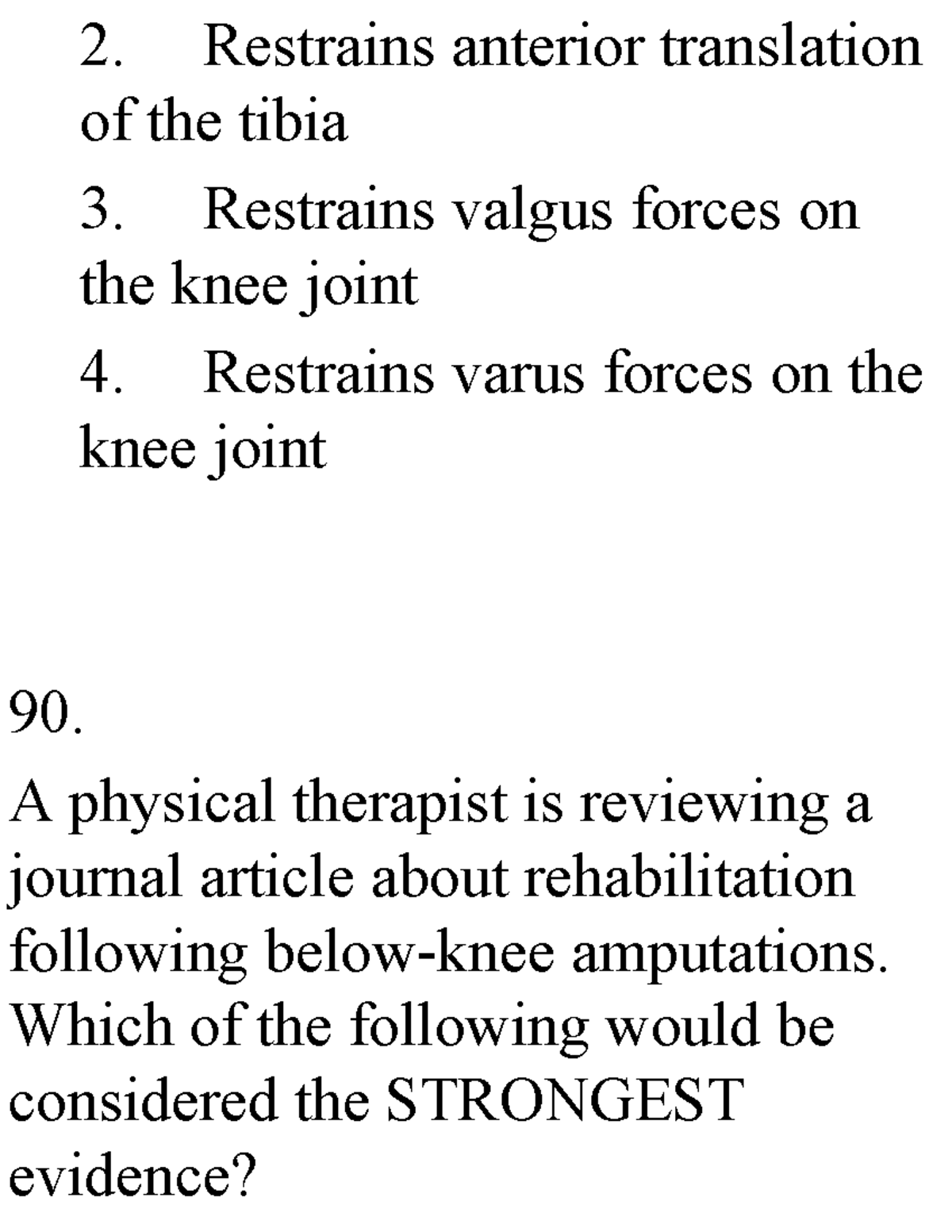 200Question Sample Physical Therapy Exam Ptmasud1 101200 Restrains