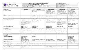 DLL Mapeh-6 Q1 W1 - Daily Lesson Log Quarter 1 Week 1 - GRADES 1 to 12 ...