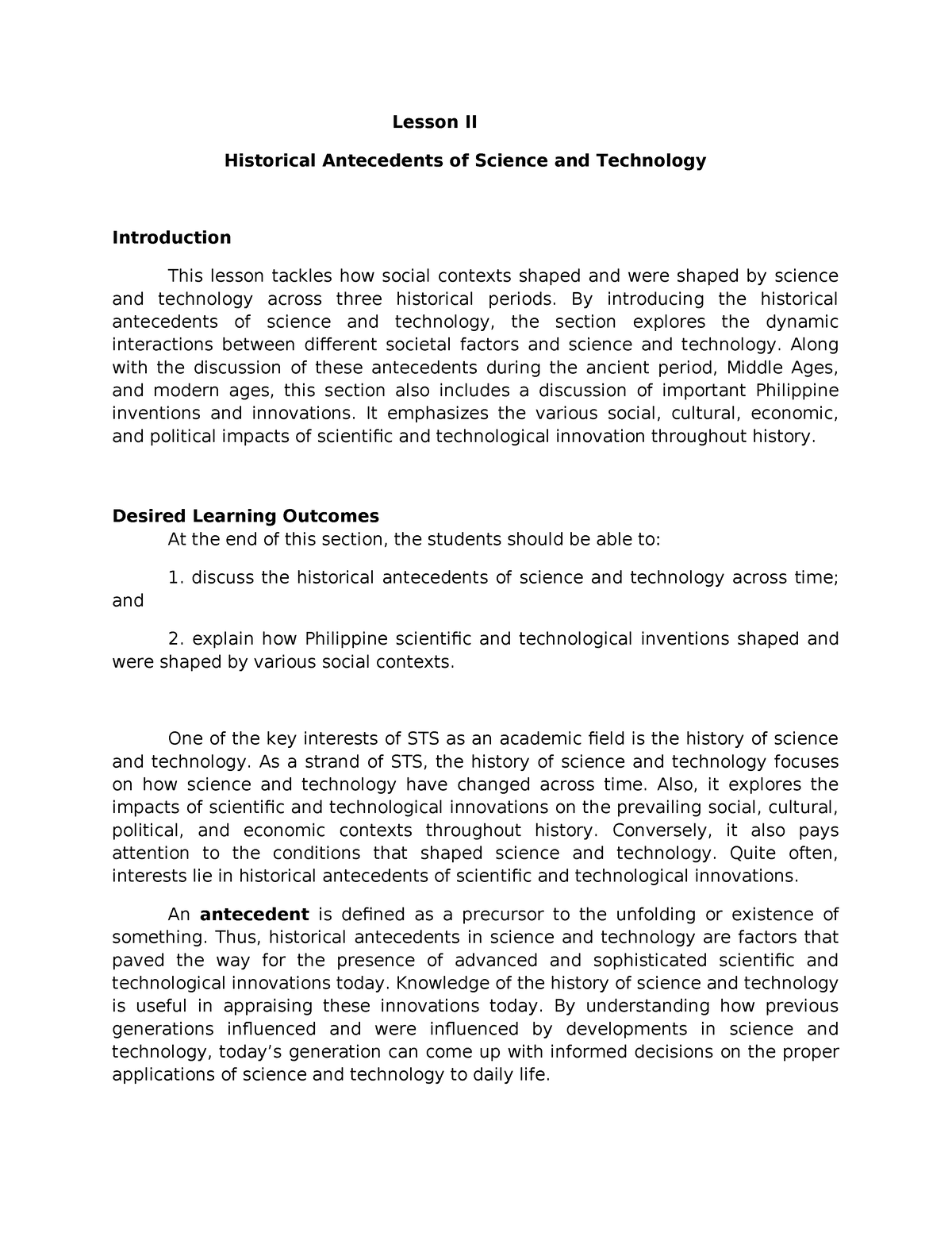 Module 1 Section 2 - BENLAC - Lesson II Historical Antecedents Of ...