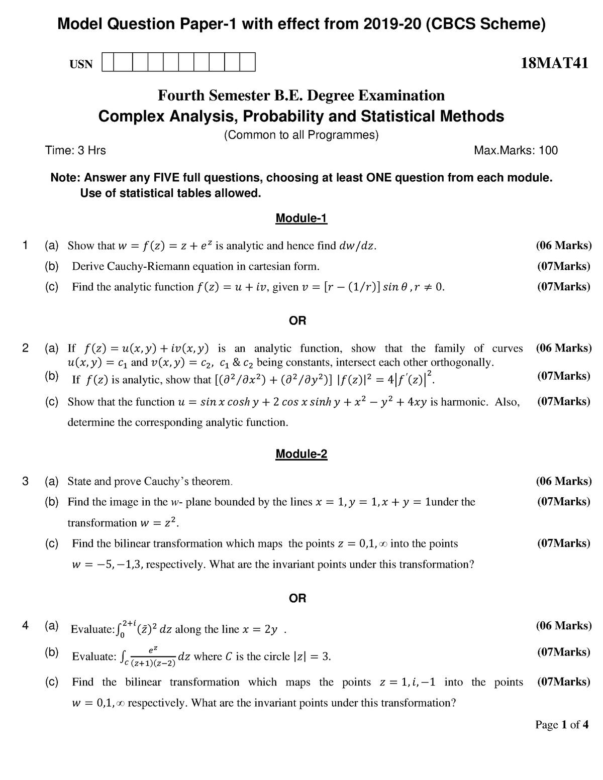 Question Paper - MHBVJ - Model Question Paper-1 With Effect From 2019 ...