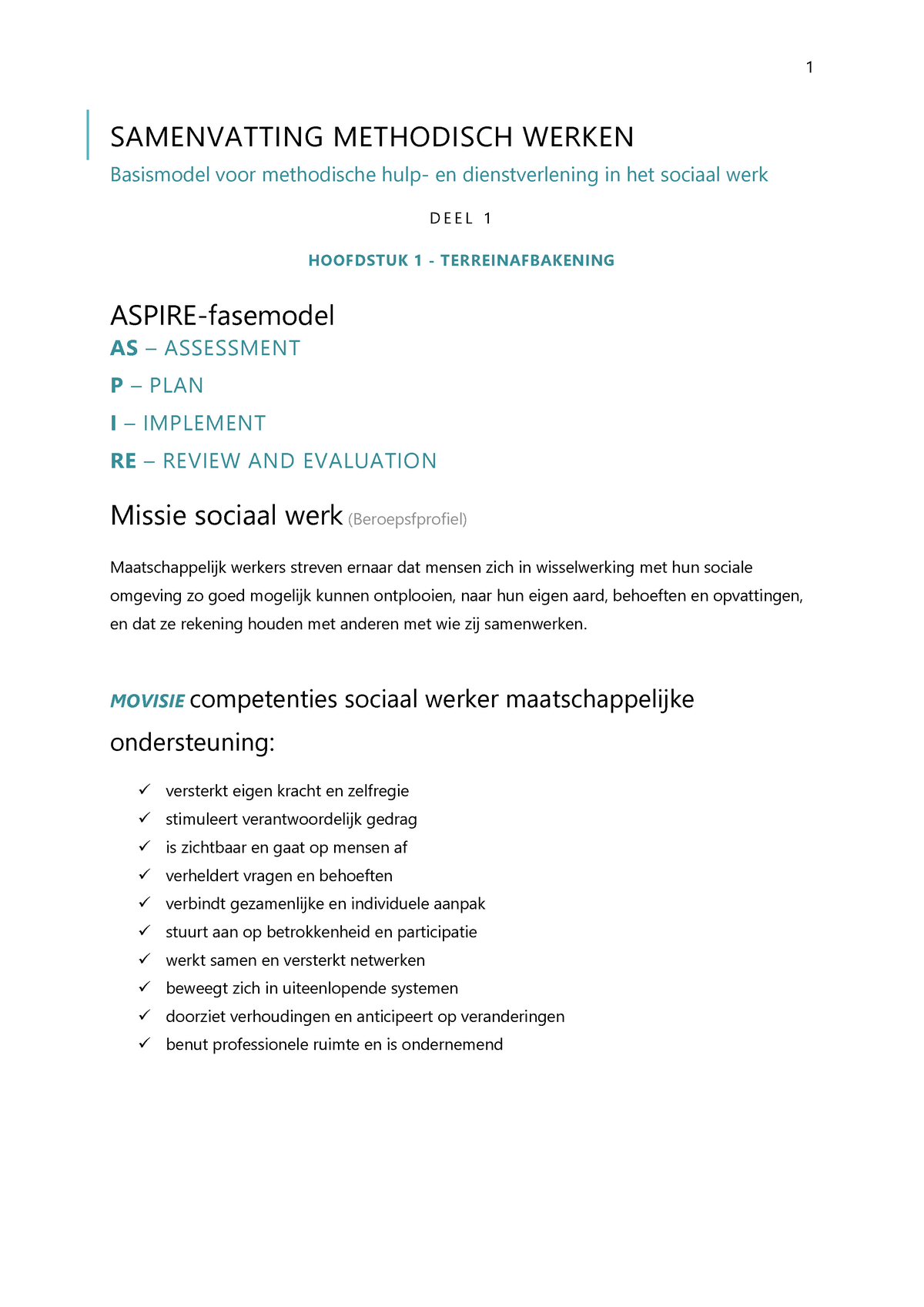 Samenvatting Module Methodisch Werken - 1 SAMENVATTING METHODISCH ...