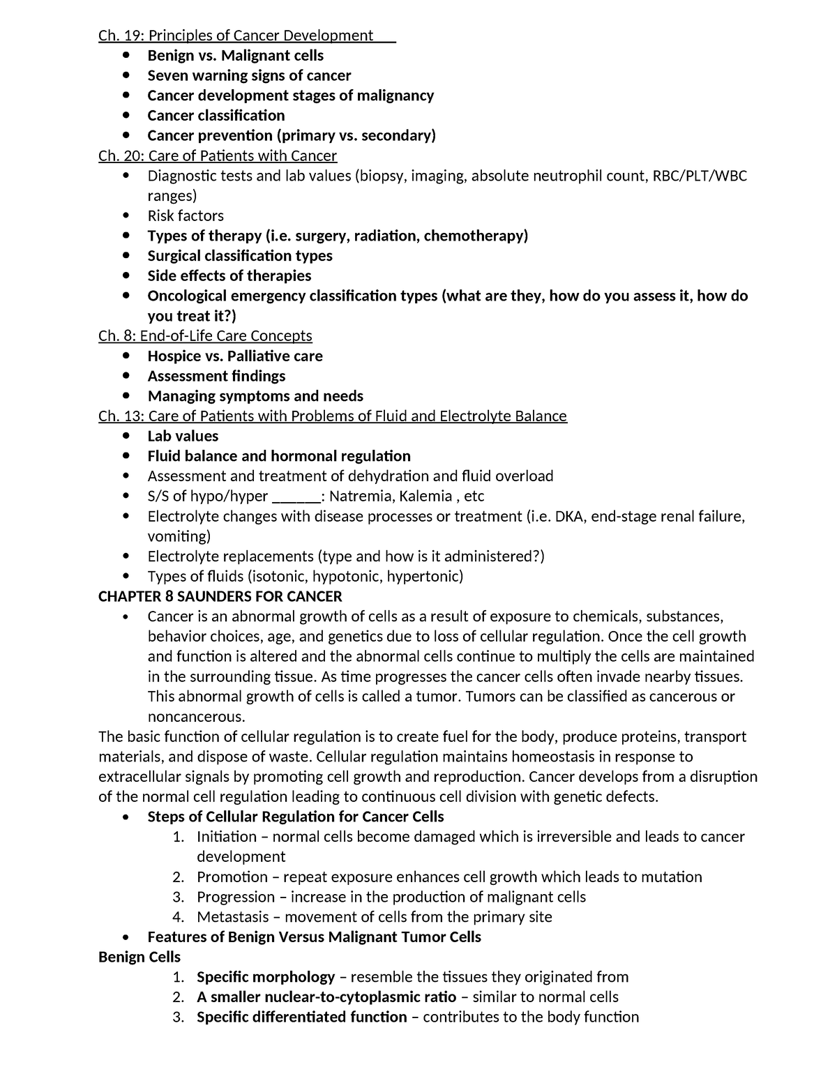 Mdc 2 exam 2 - exam 2 - Ch. 19: Principles of Cancer Development Benign ...