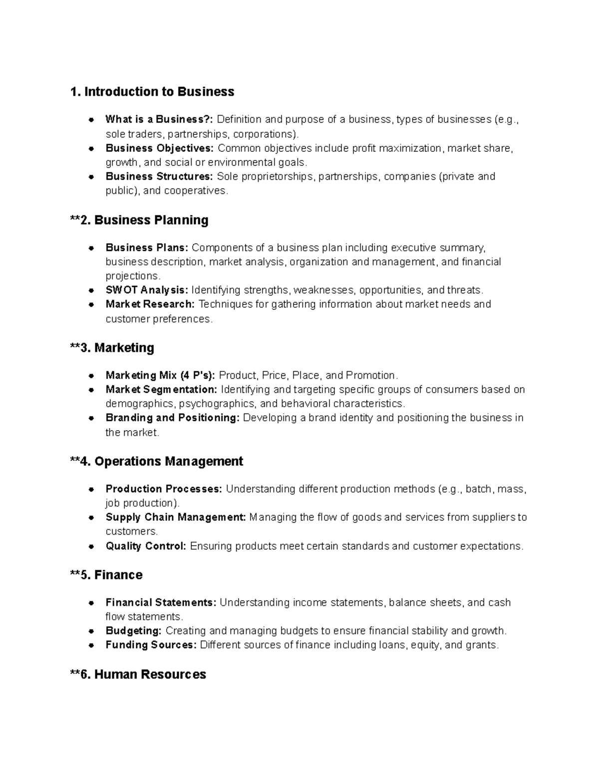 business studies notes yr 11 - 1. Introduction to Business What is a ...
