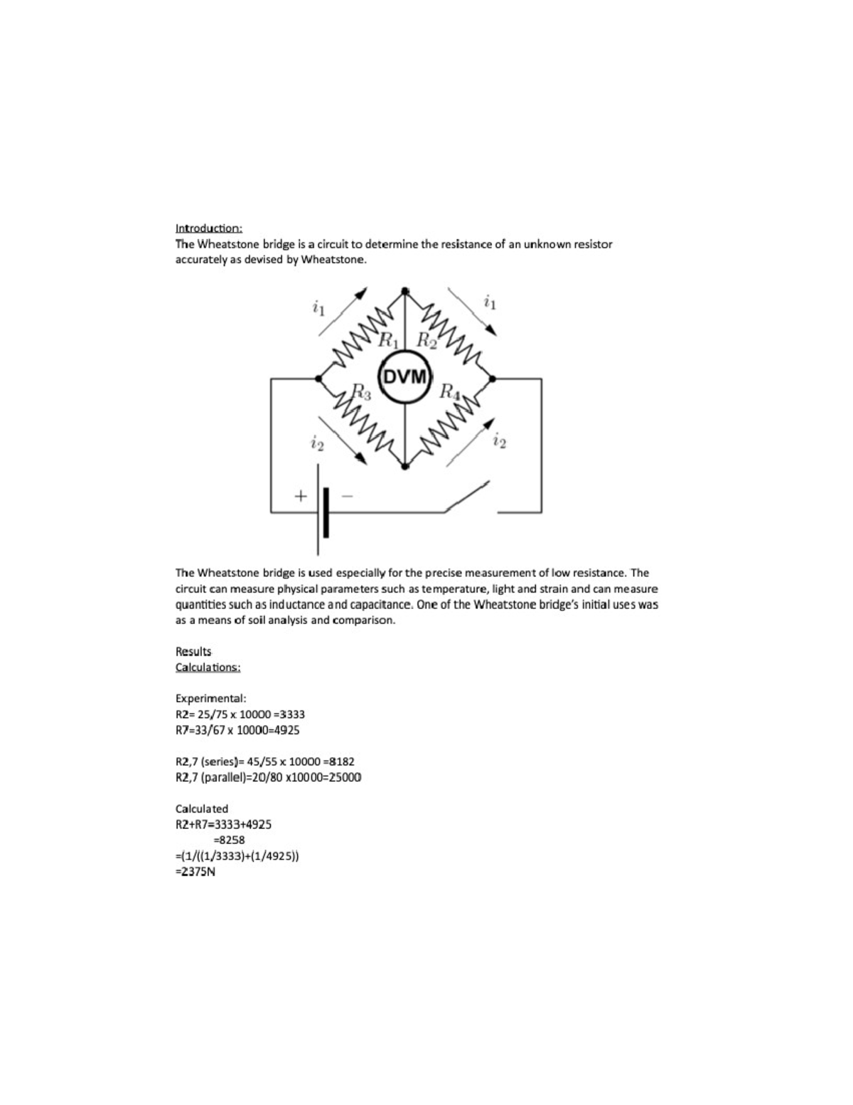 Lab Networks and Wheatstone Bridge - Introduction: The Wheatstone ...