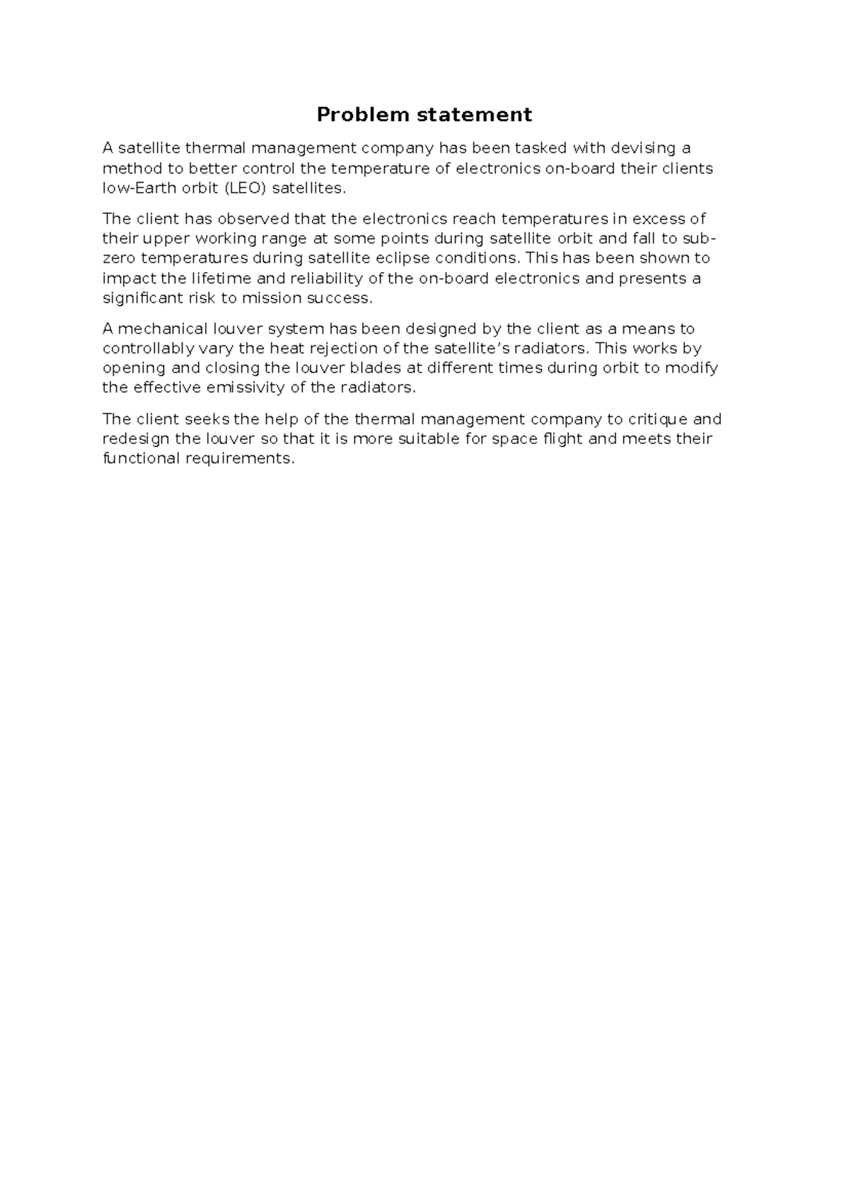 Problem statement - The client has observed that the electronics reach ...