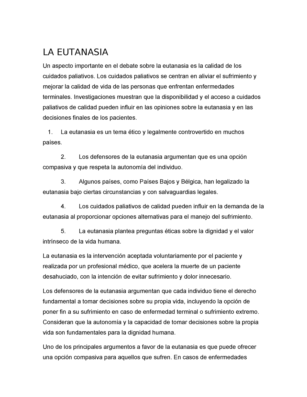 LA Eutanasia - LA EUTANASIA Un Aspecto Importante En El Debate Sobre La ...