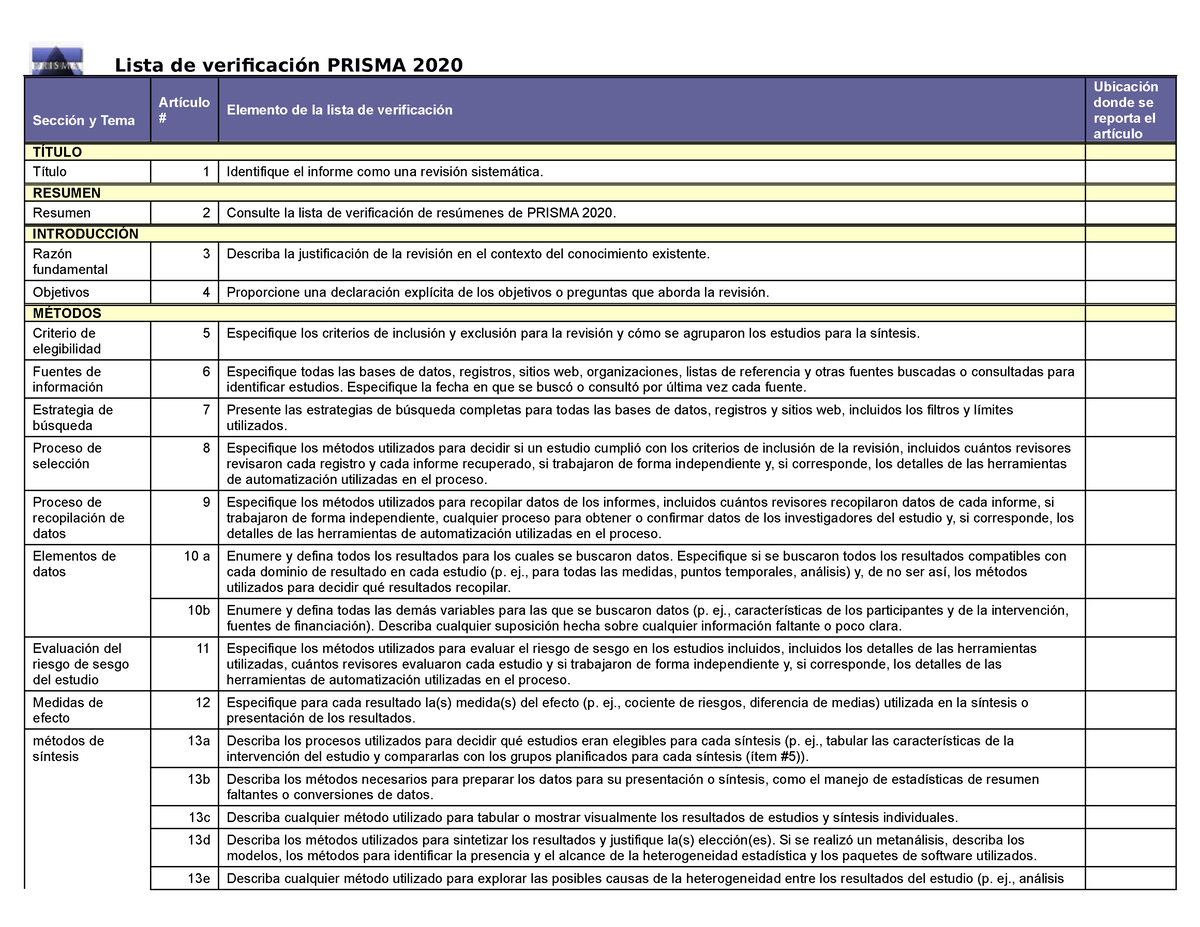 Prisma 2020 checklist - Laboratorio paper para leer Laboratorio paper ...